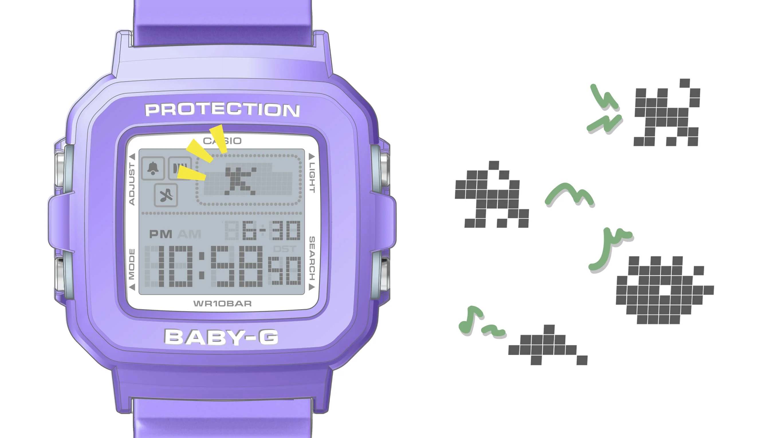 BGD-10K-6 Reloj Baby-G Digital para Dama Correa de Caucho - Image 3