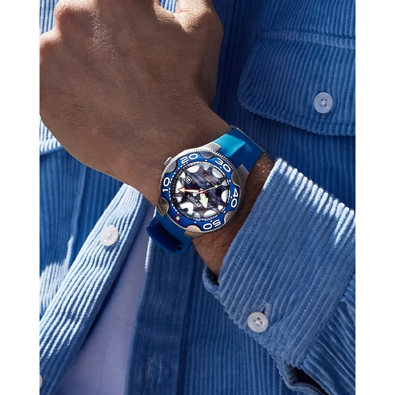 BN0238-02L Citizen Promaster Dive Blue Orca de hombre pulsera de caucho Eco-drive - Image 2
