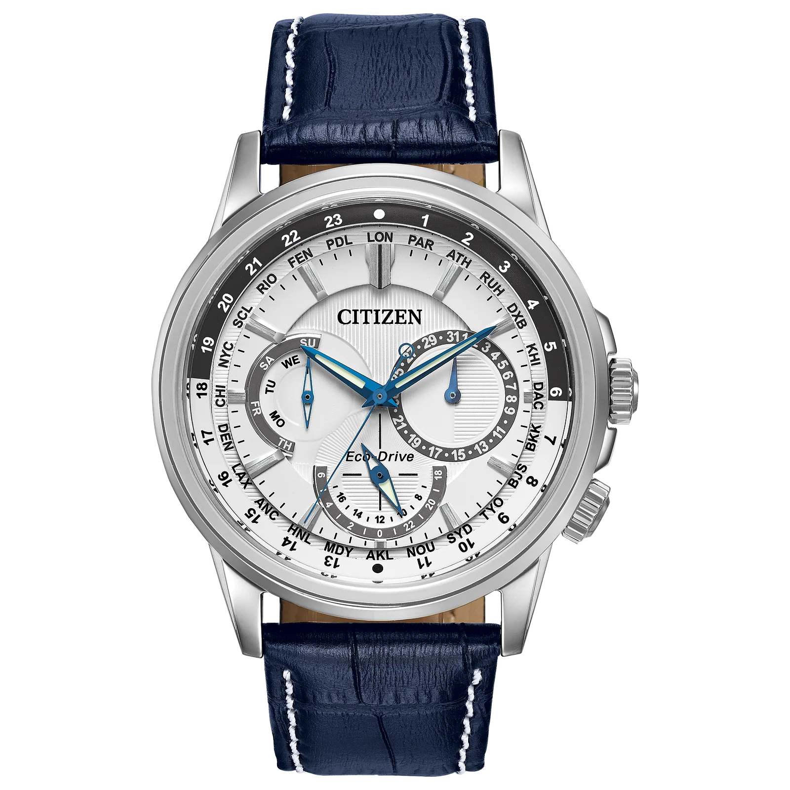 bu2020-02a Reloj Citizen Calendrier Eco-drive de hombre pulsera de cuero 44 mm