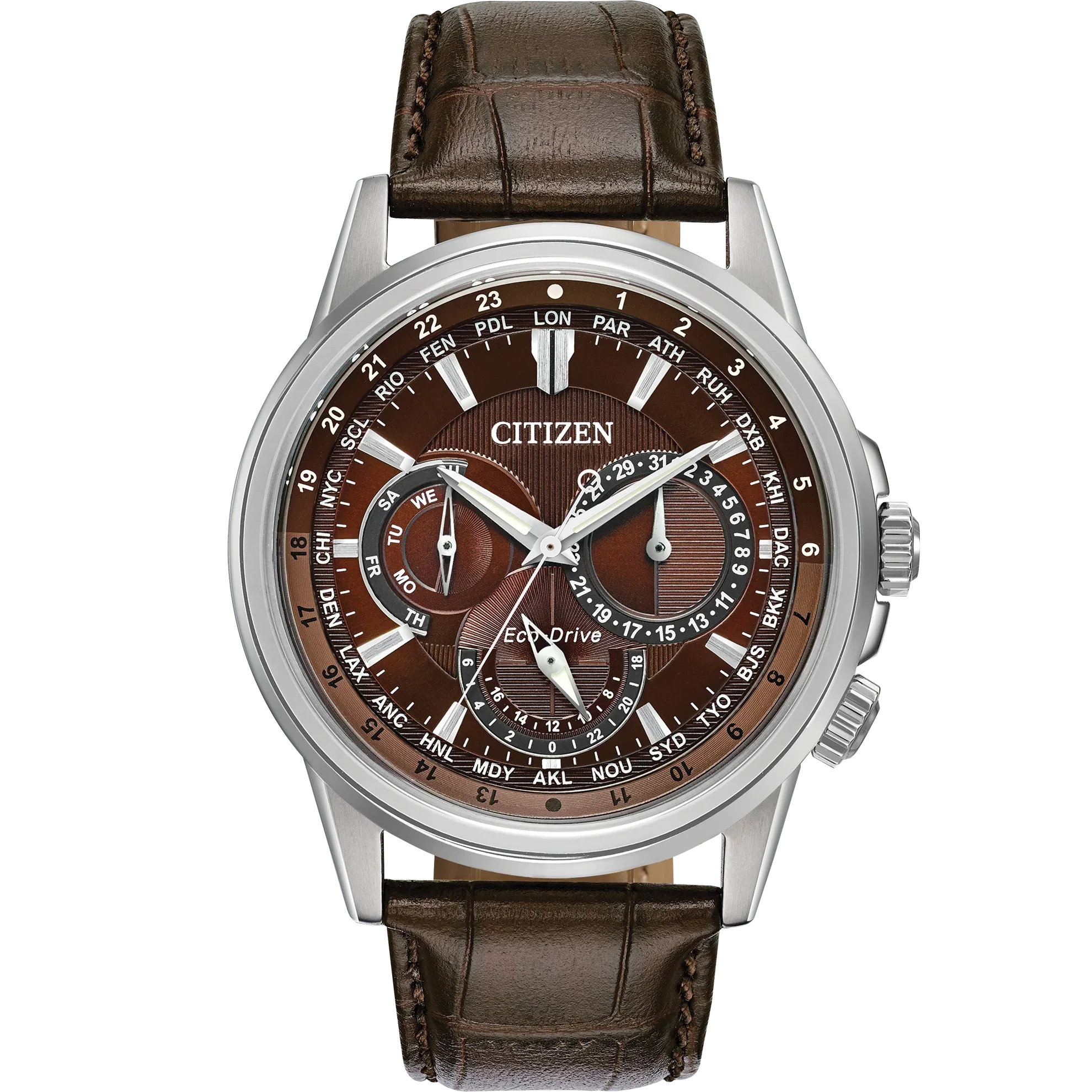 bu2020-29x Reloj Citizen Calendrier de hombre pulsera de piel 44 mm Eco-drive