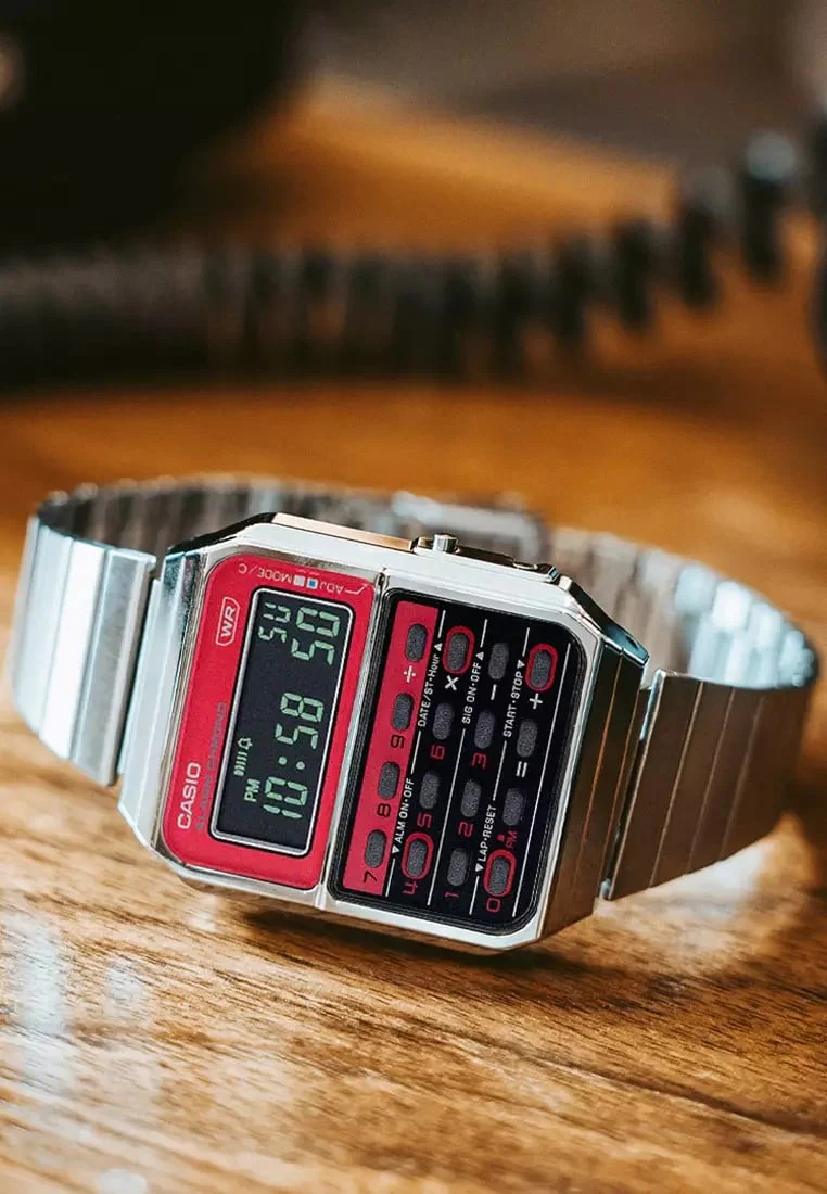 CA-500WE-4B Reloj Casio Digital para Caballero con Calculadora, Alarma y Cronógrafo, Pulsera de Metal - Image 3