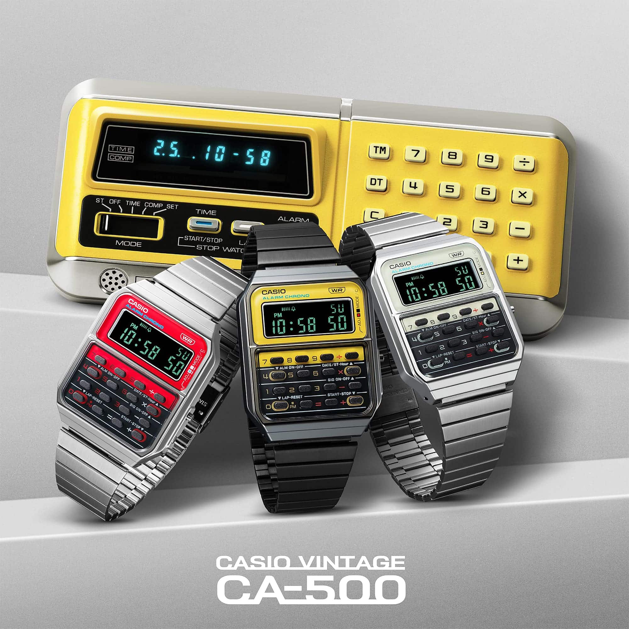 CA-500WE-4B Reloj Casio Digital para Caballero con Calculadora, Alarma y Cronógrafo, Pulsera de Metal - Image 4