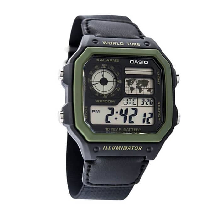 AE-1200WHB-1BV Reloj Casio para Hombre, Illuminator Hora Mundial 10 Años de Batería - Image 3