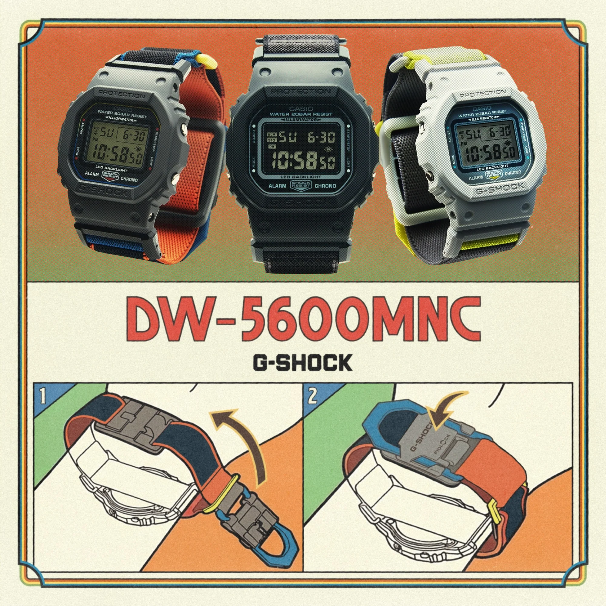 DW-5600MNC-1 Reloj G-Shock de hombre pulsera de tela - Image 2