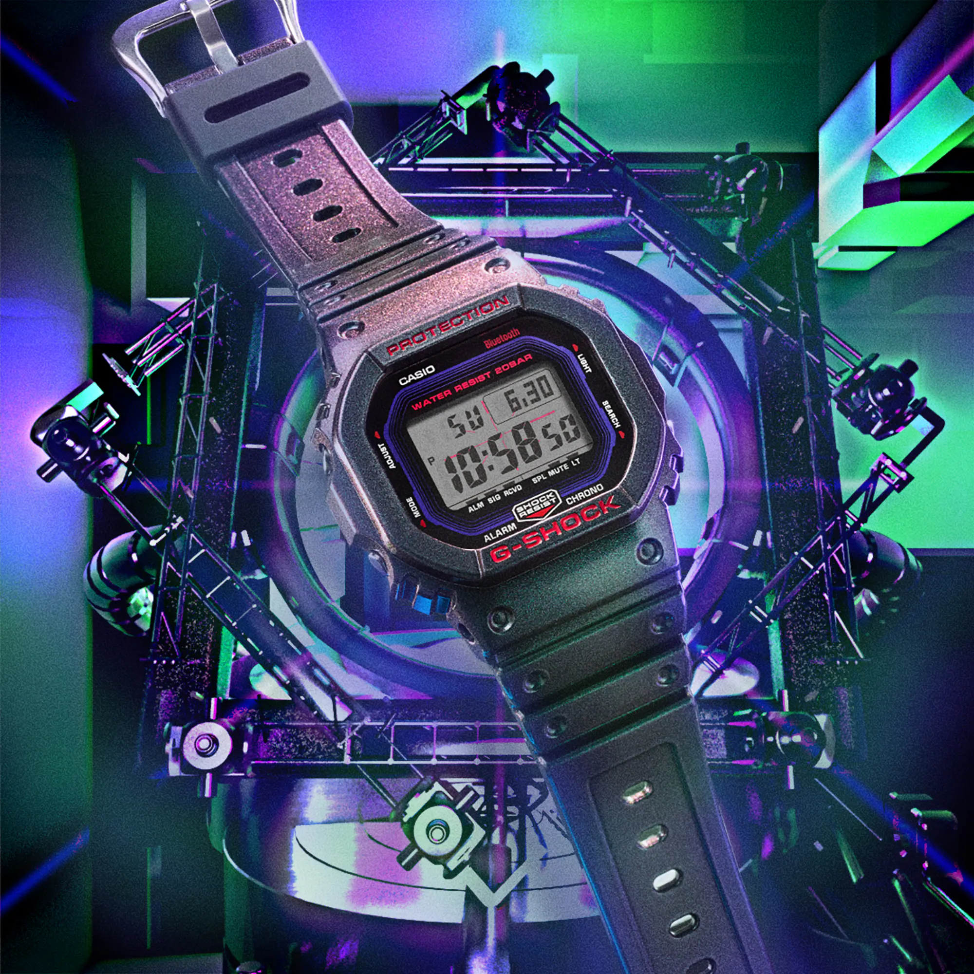 DW-B5600AH-6 Reloj G-Shock de hombre pulsera de resina bluetooth - Image 3