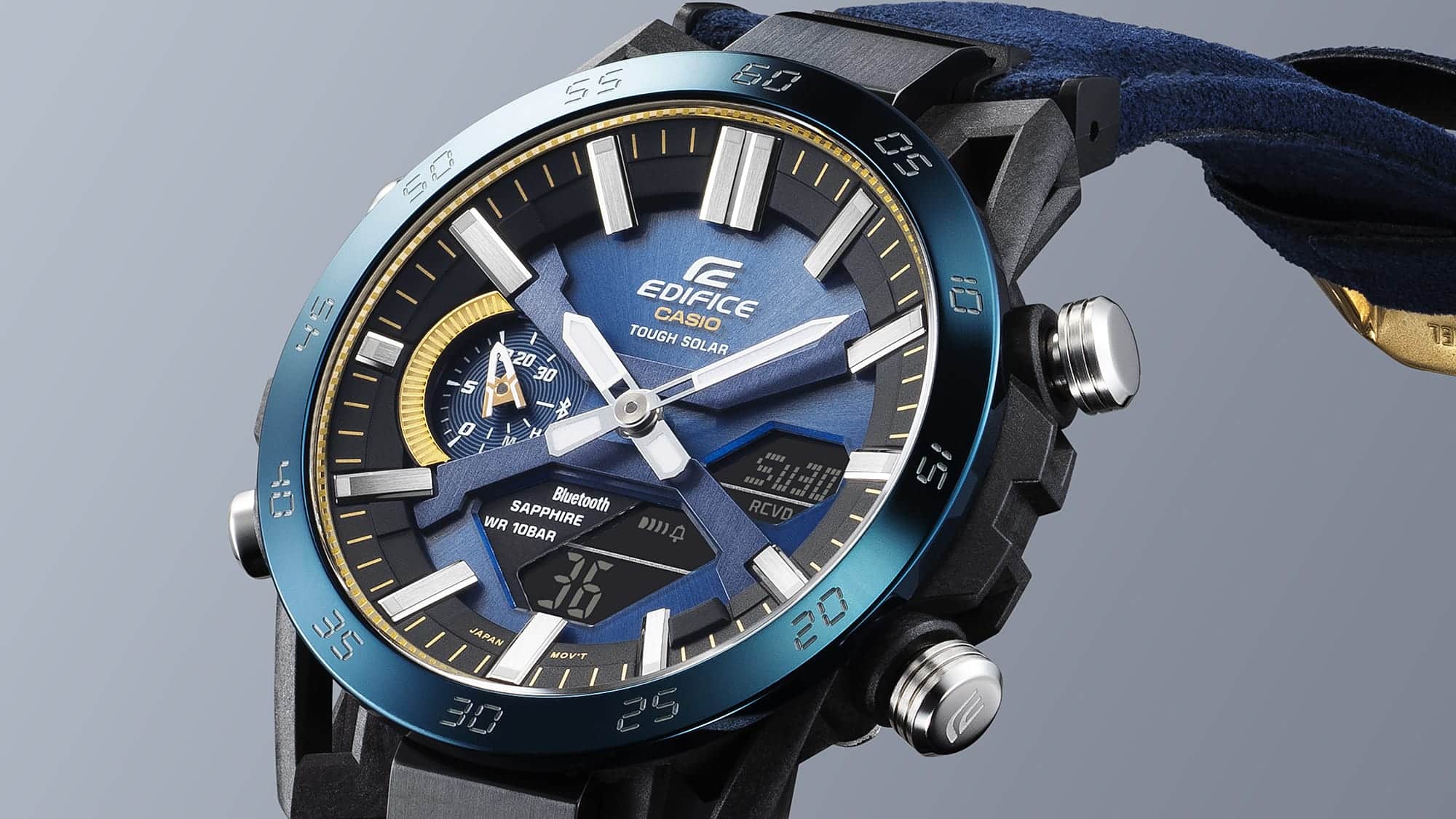 ECB-2000SS-2A Edifice Reloj para Caballero Pulsera de Alcantara Edición 50 años Sospensione cristal zafiro - Image 3