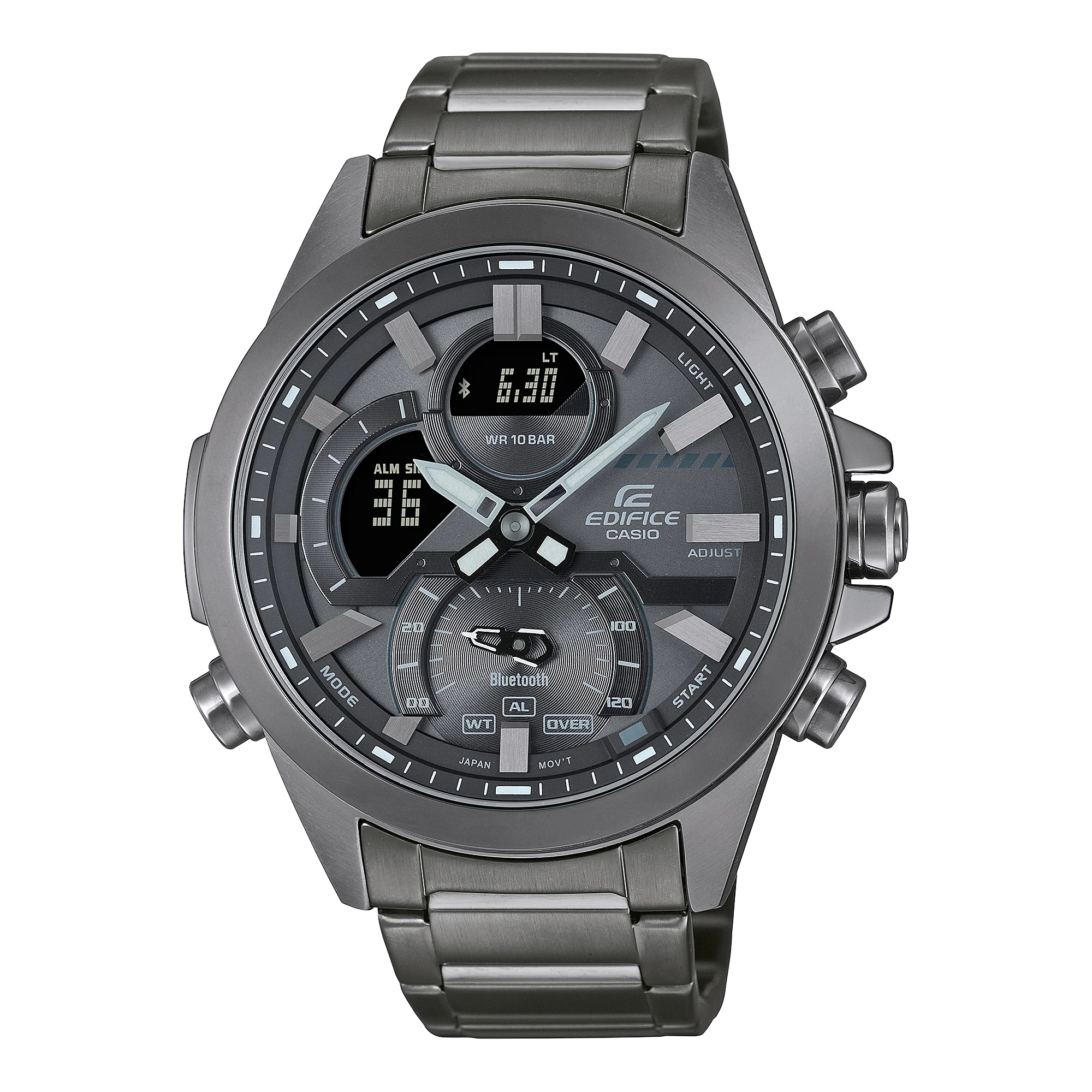 ECB-30DC-1B Reloj Edifice pulsera de metal doble hora con bluetooth