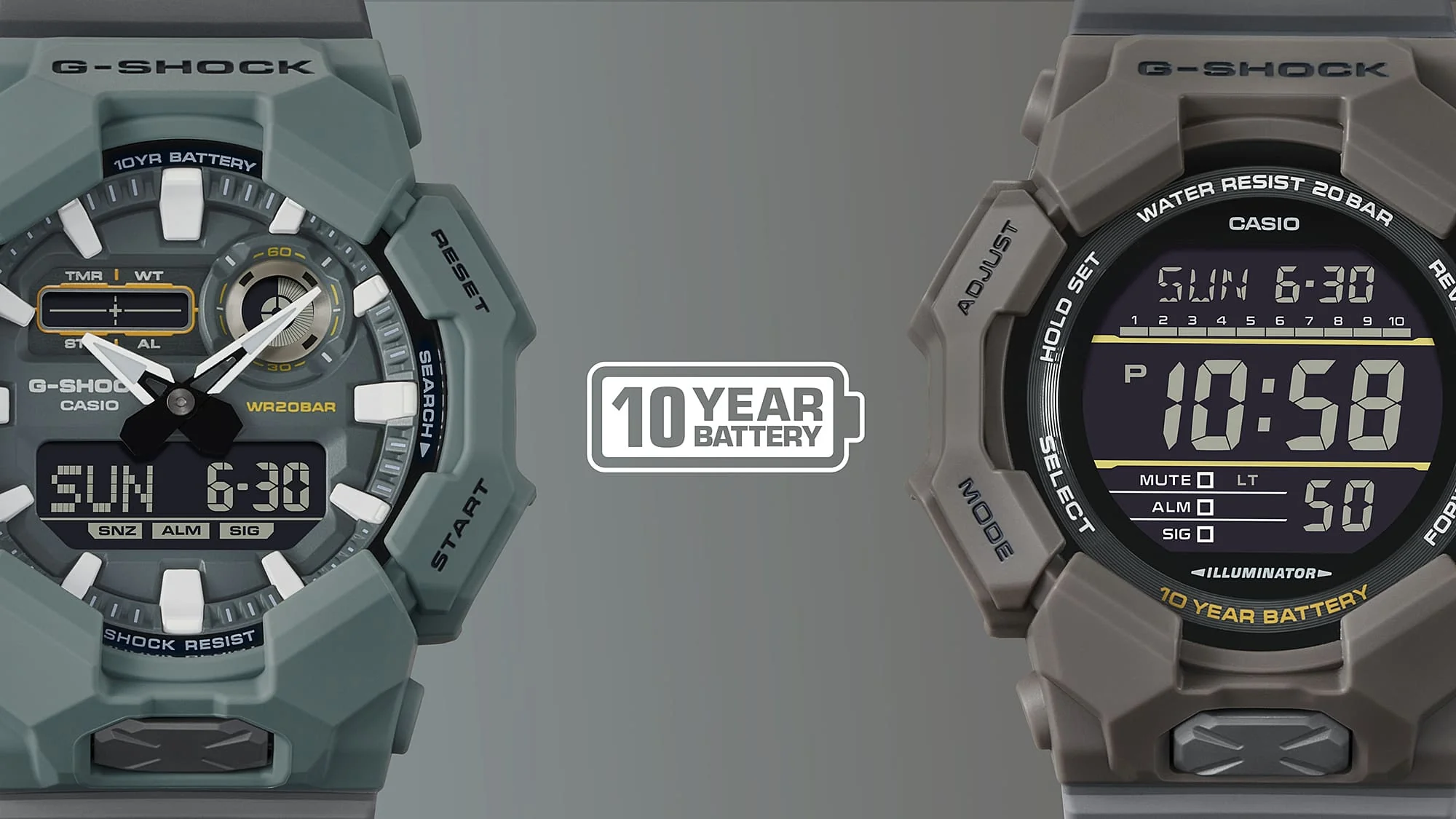 GA-010CE-2A Reloj G-Shock de hombre correa de tela 10 años de batería - Image 5