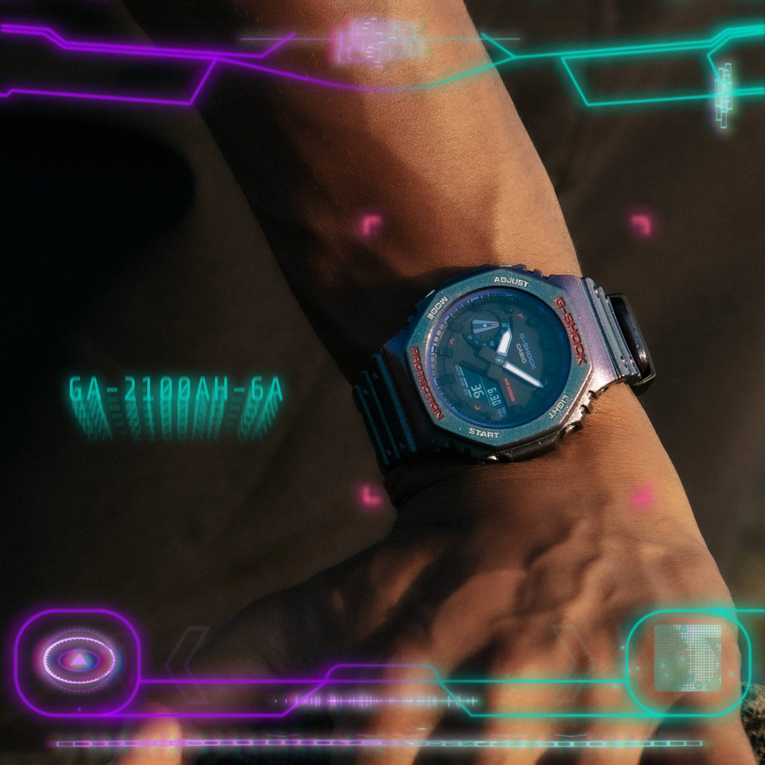 GA-2100AH-6A Reloj G-Shock de hombre pulsera de silicona - Image 5