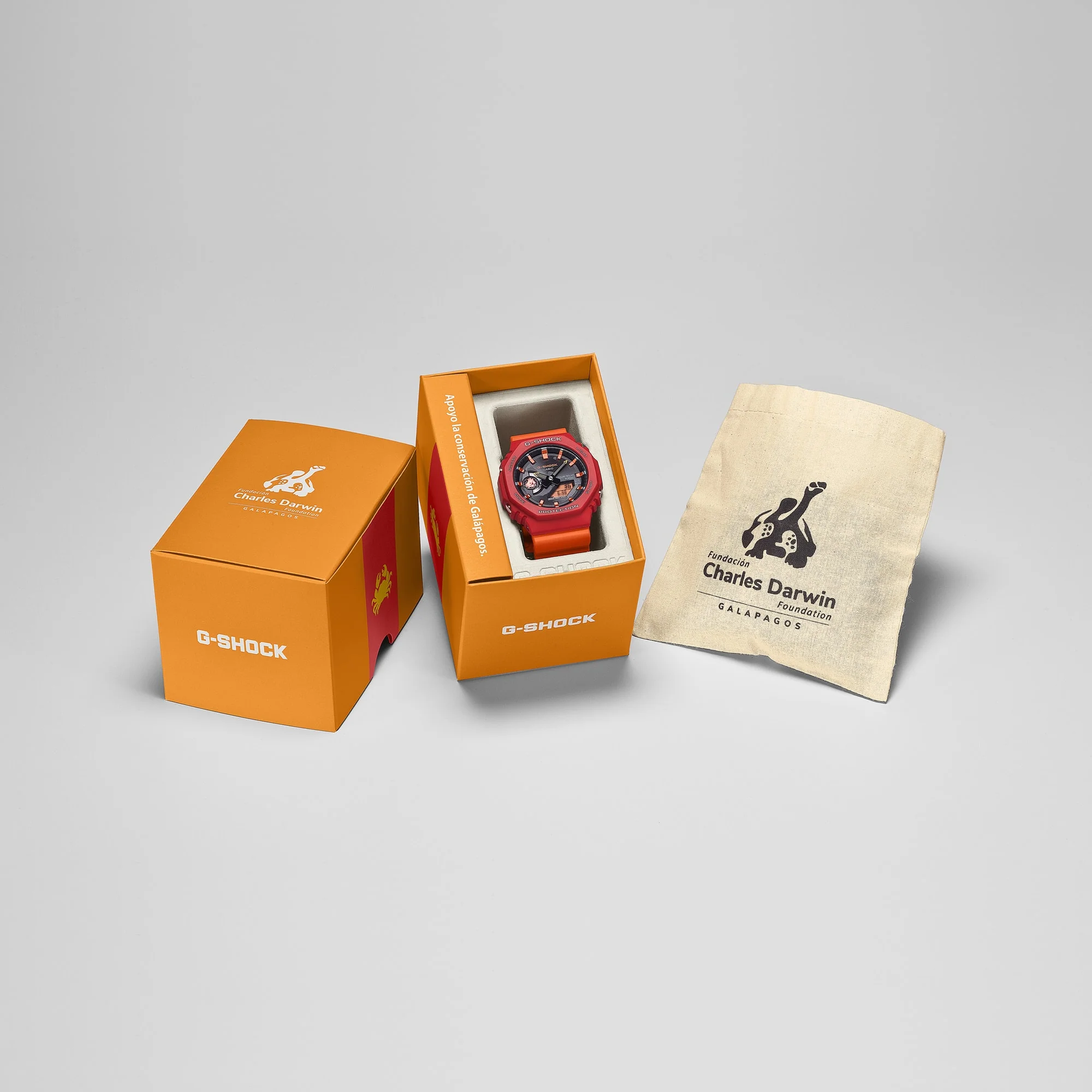 GA-B2100DF-4A Reloj G-Shock Charles Darwin de hombre correa de silicona doble hora - Image 5