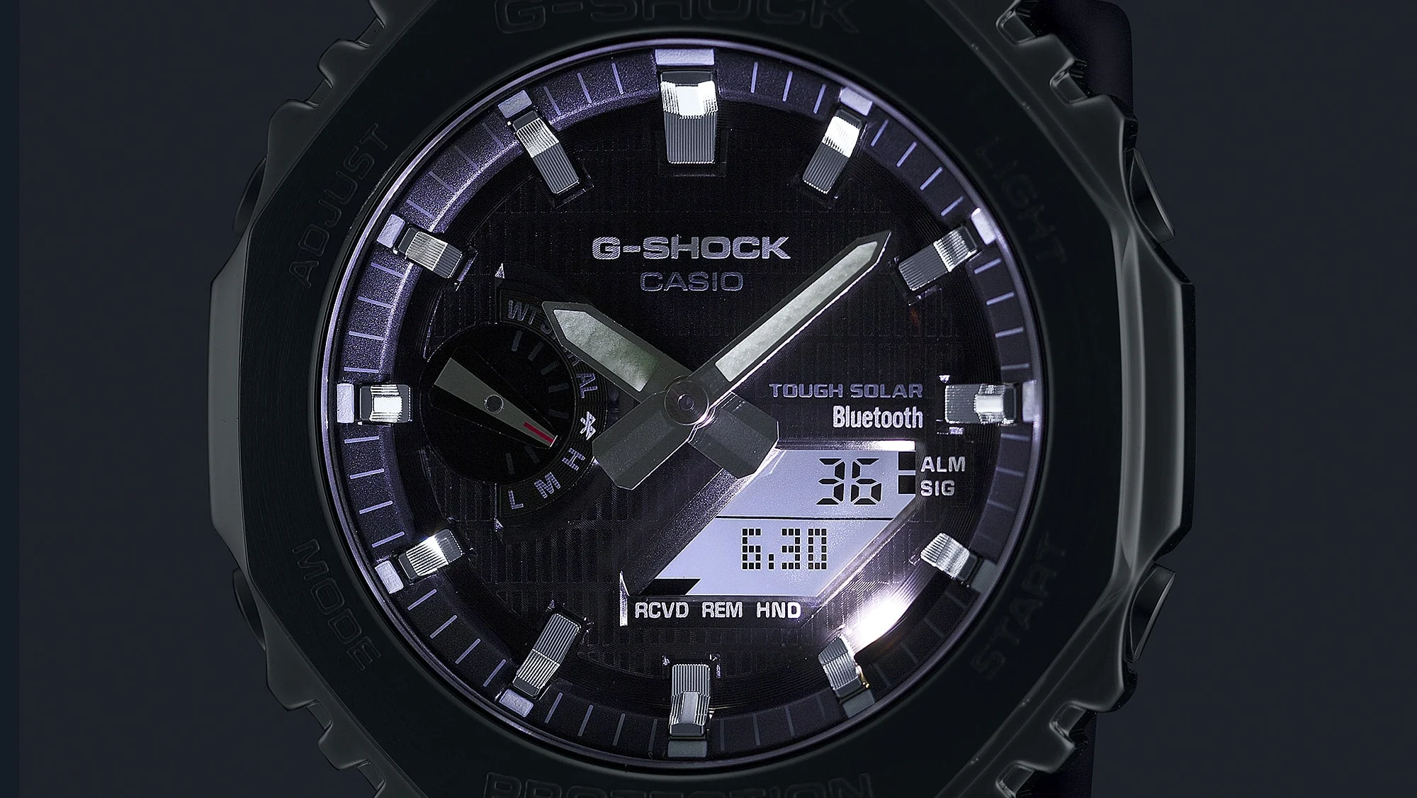 GBM-2100-1A Reloj G-Shock Tough Solar de caballero pulsera de resina doble hora bluetooth - Image 8