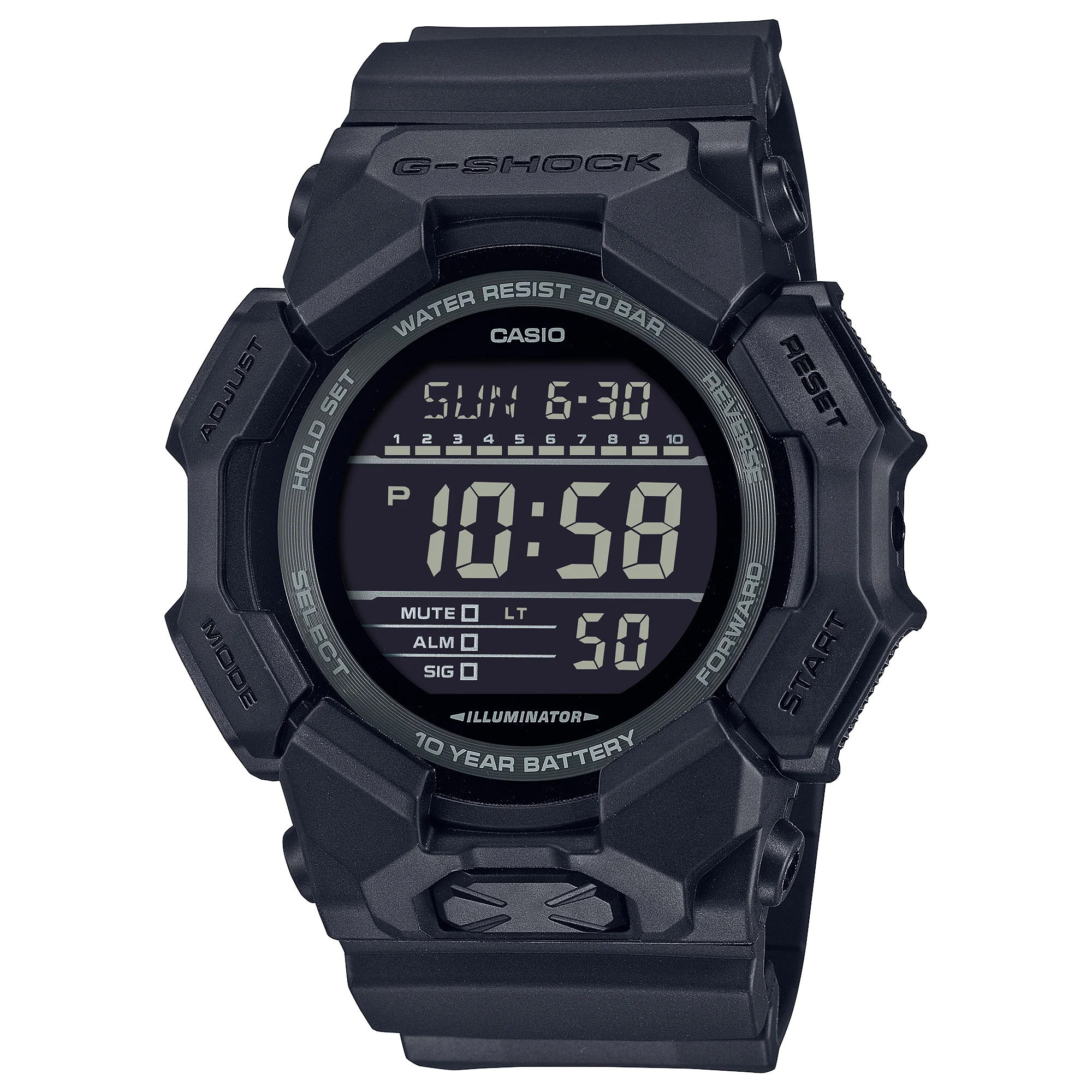 GD-010-1A1 Reloj G-Shock de caballero pulsera de caucho 10 años de batería