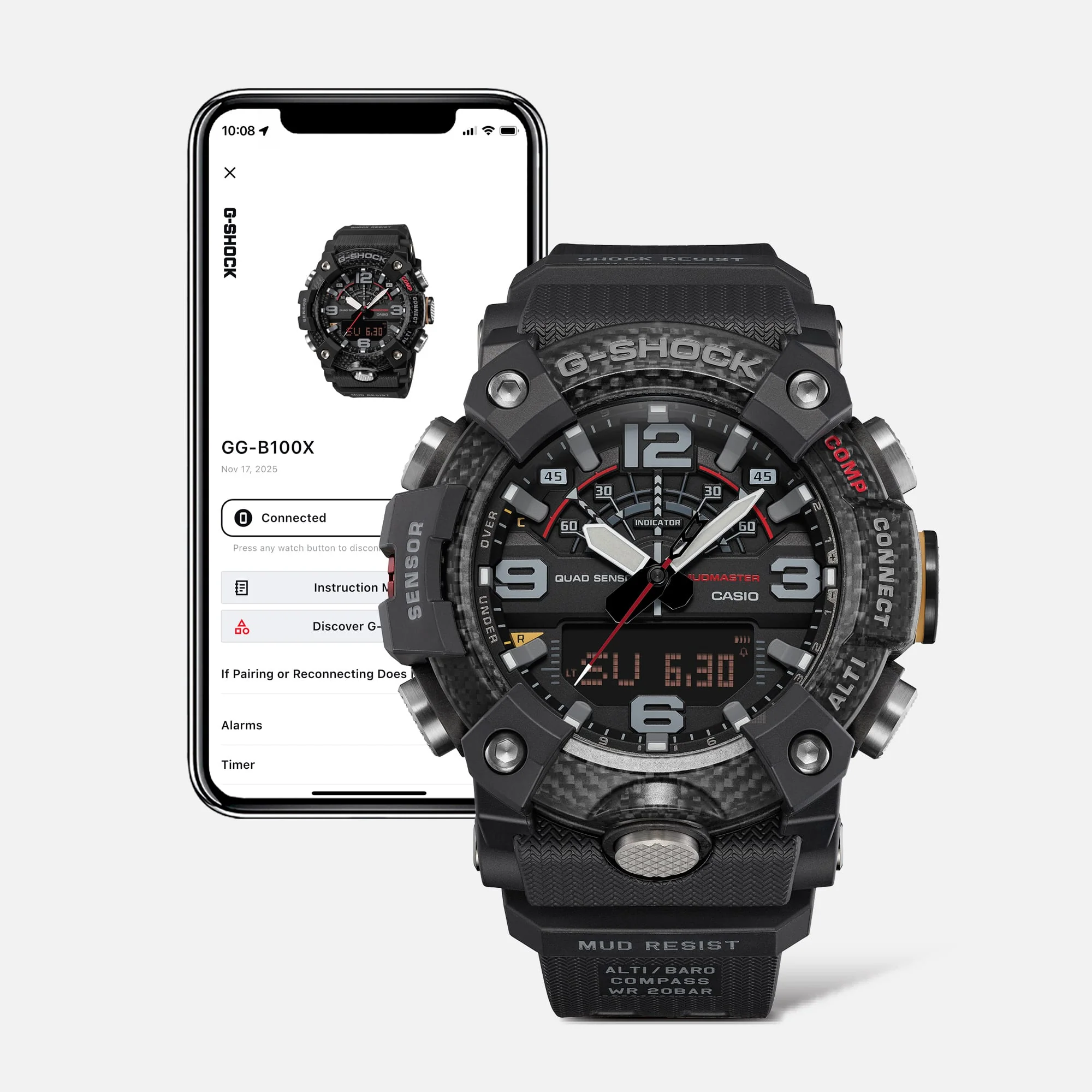 GG-B100X-1A3 Reloj G-Shock mudmaster Master of G de hombre correa de silicona - Image 7