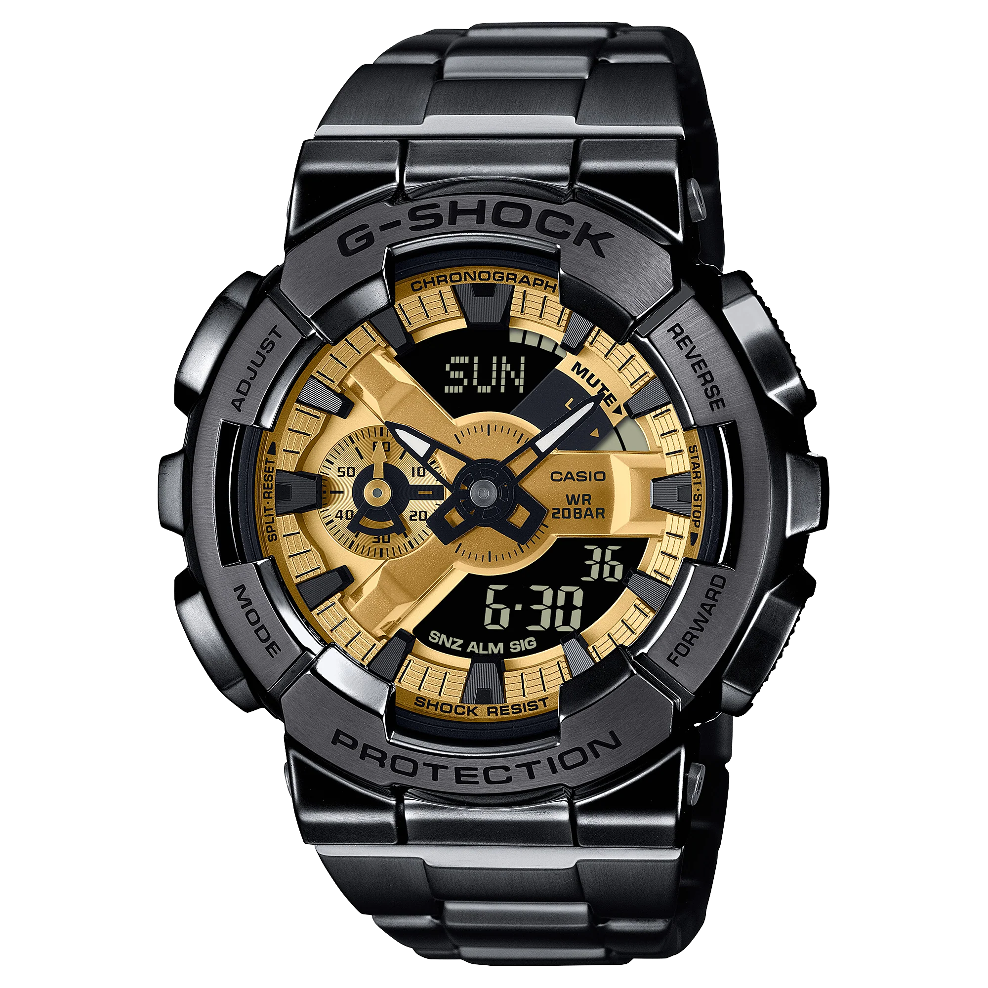 GM-110BD-1A9 Reloj G-Shock de caballero pulsera de metal doble hora 50mm