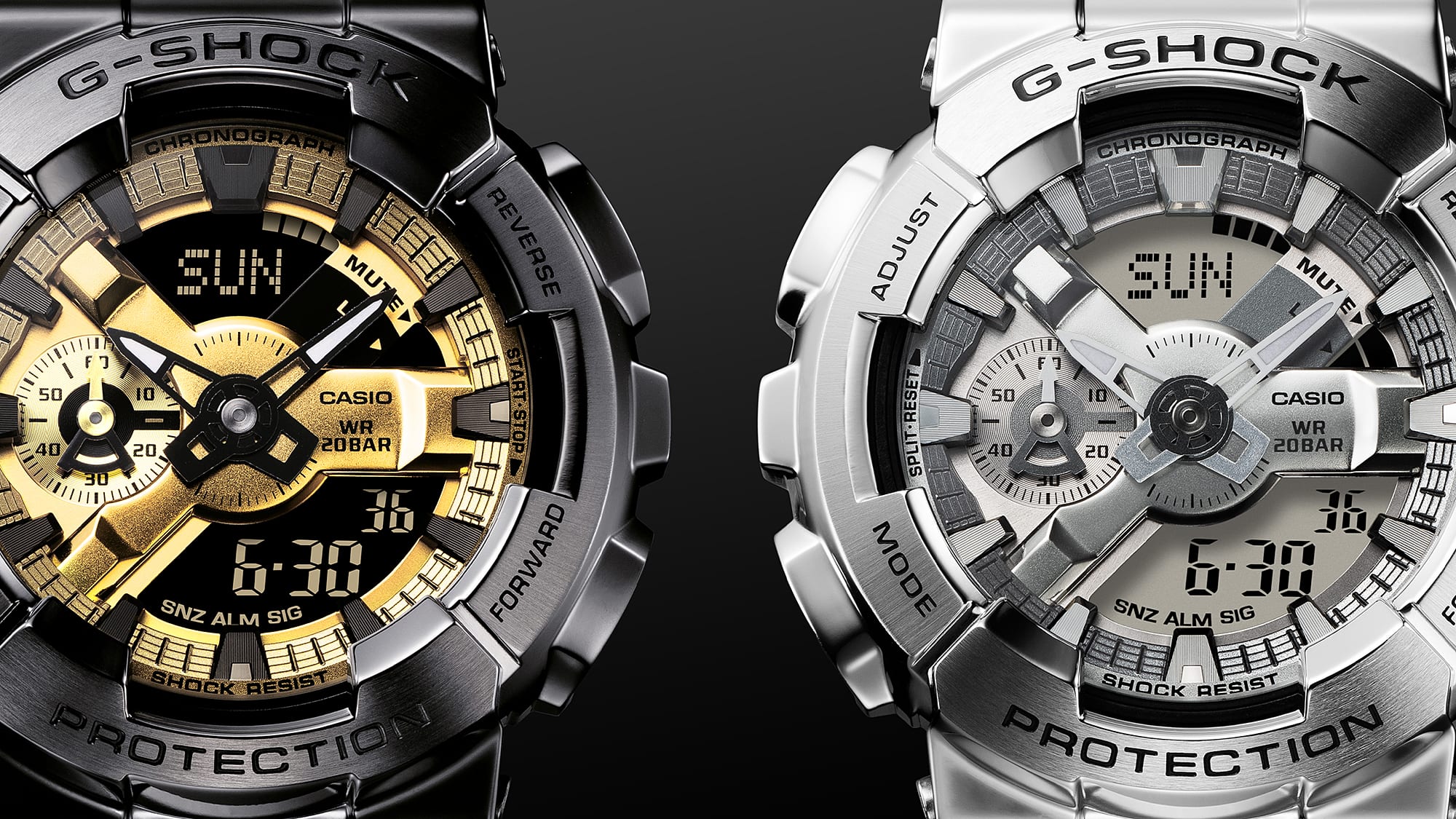 GM-110BD-1A9 Reloj G-Shock de caballero pulsera de metal doble hora 50mm - Image 4