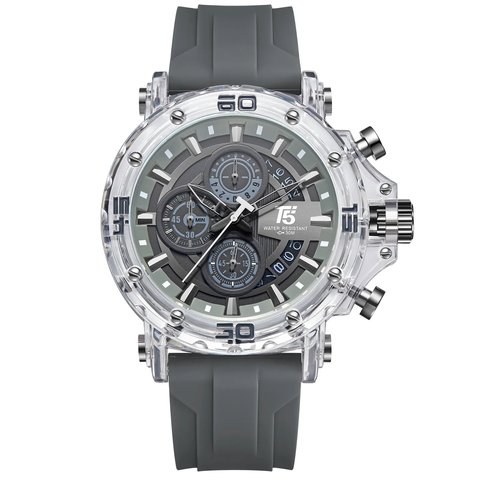 H4004G Reloj T5 para hombre pulsera de goma - Image 3