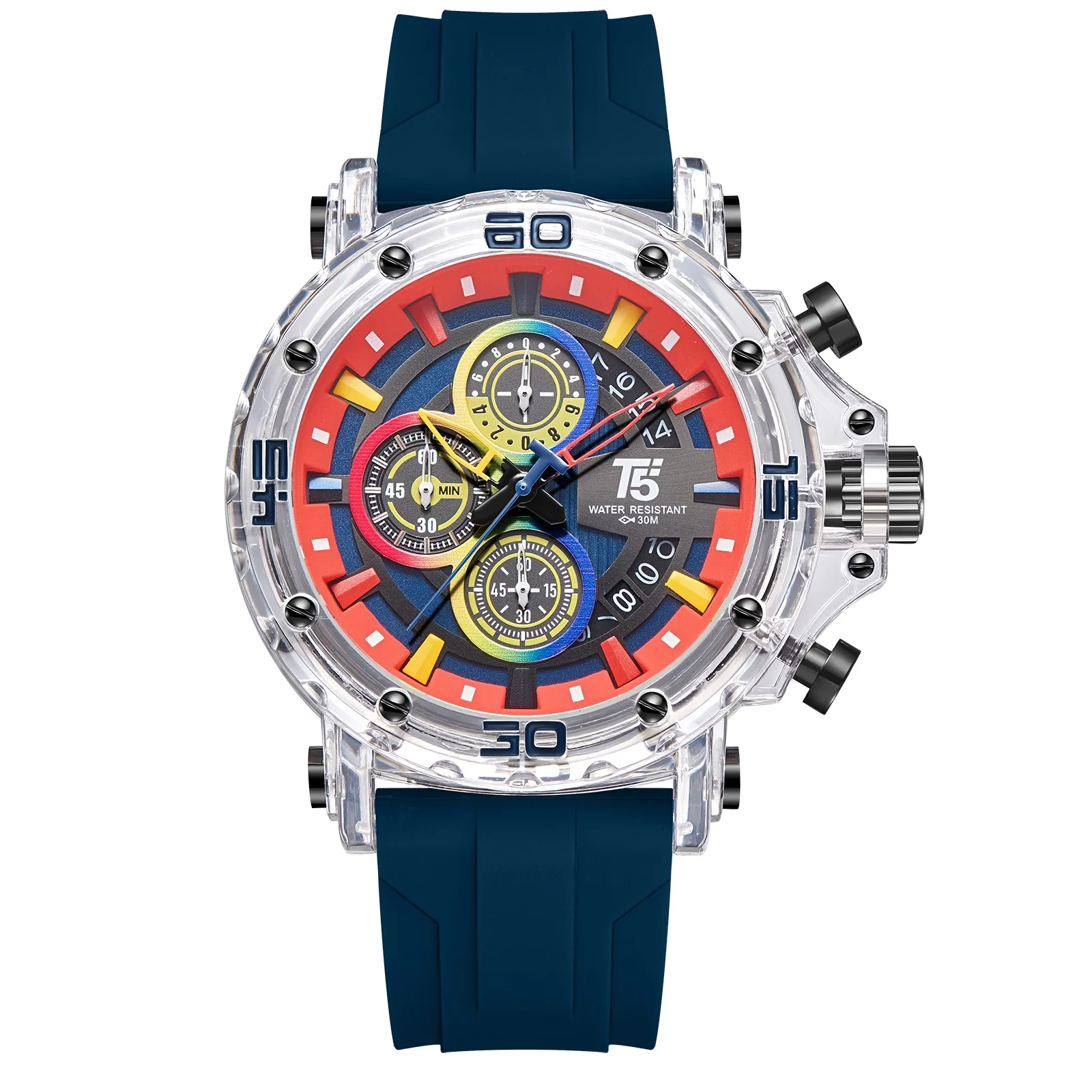 H4004G Reloj T5 para hombre pulsera de goma - Image 4