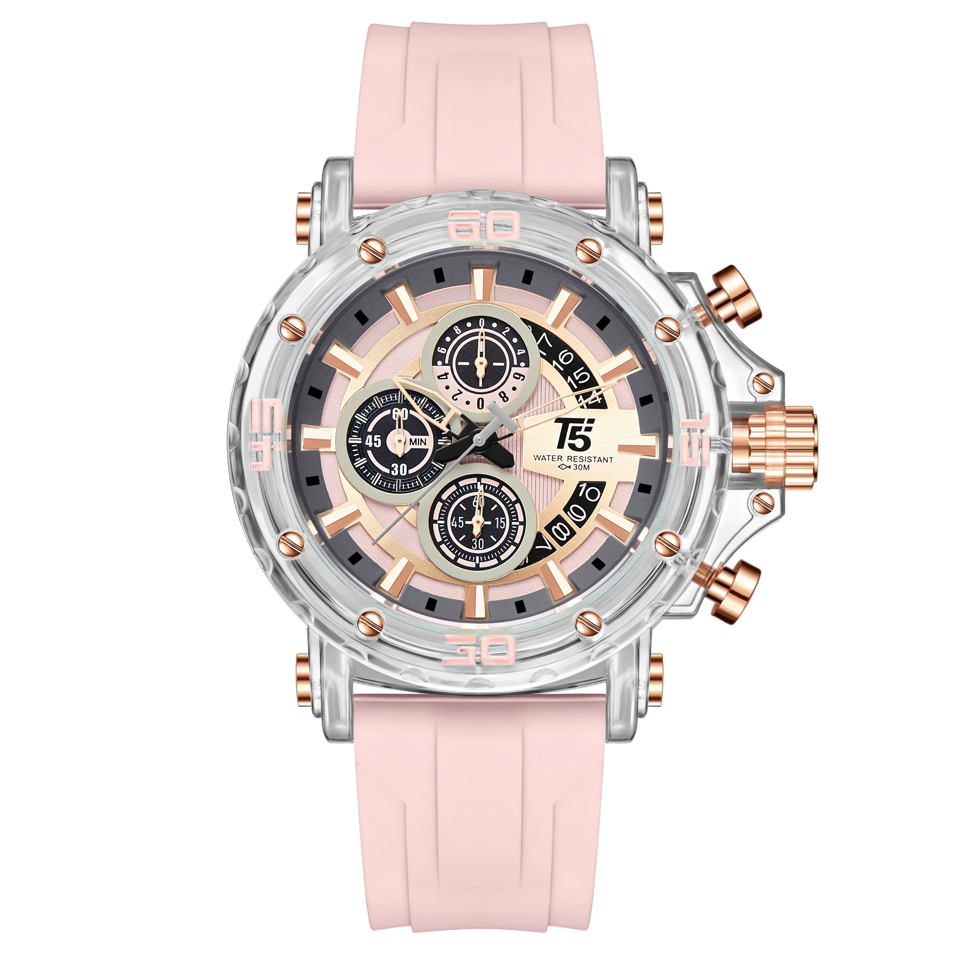 H4004G Reloj T5 para hombre pulsera de goma - Image 5