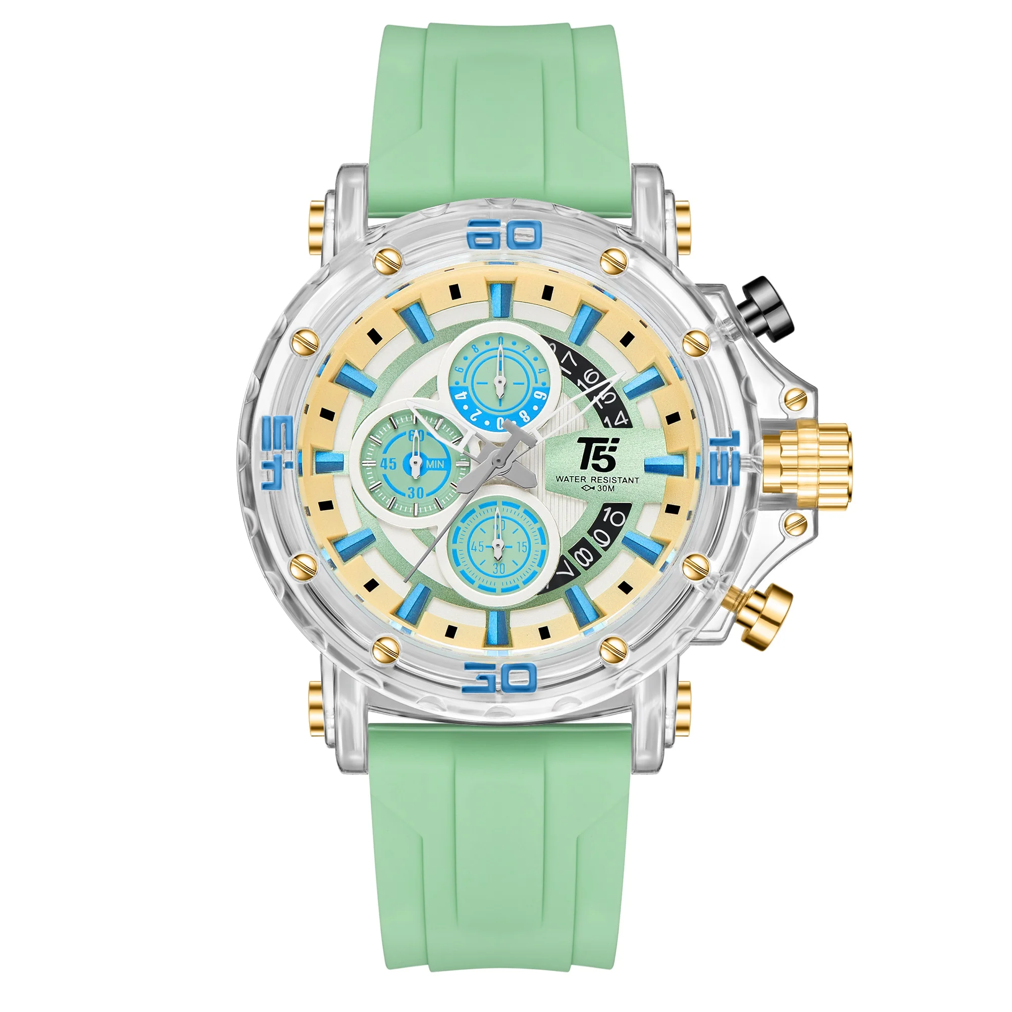H4004G Reloj T5 para hombre pulsera de goma - Image 6