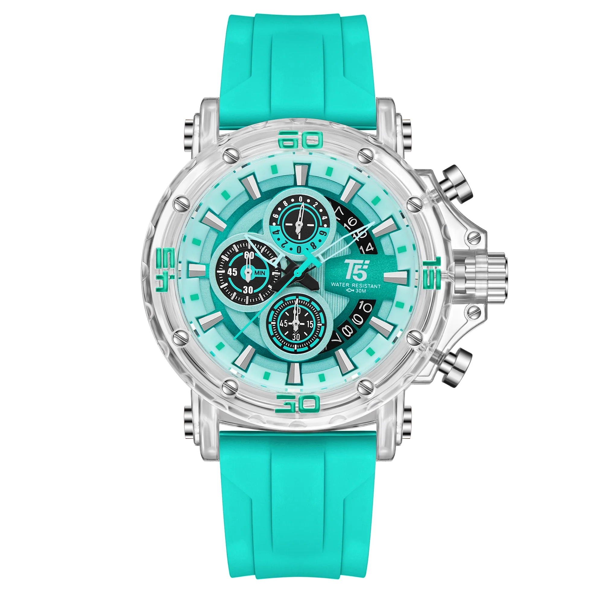 H4004G Reloj T5 para hombre pulsera de goma - Image 7