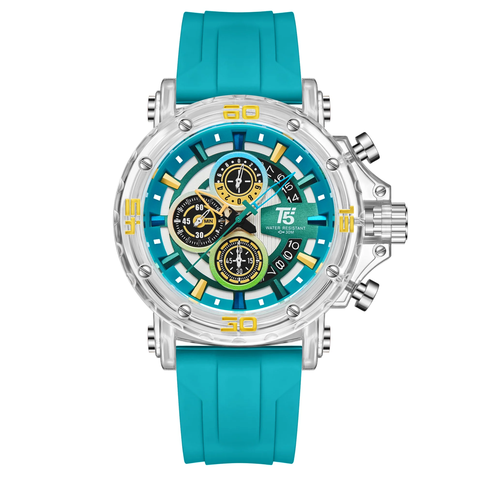 H4004G Reloj T5 para hombre pulsera de goma - Image 8