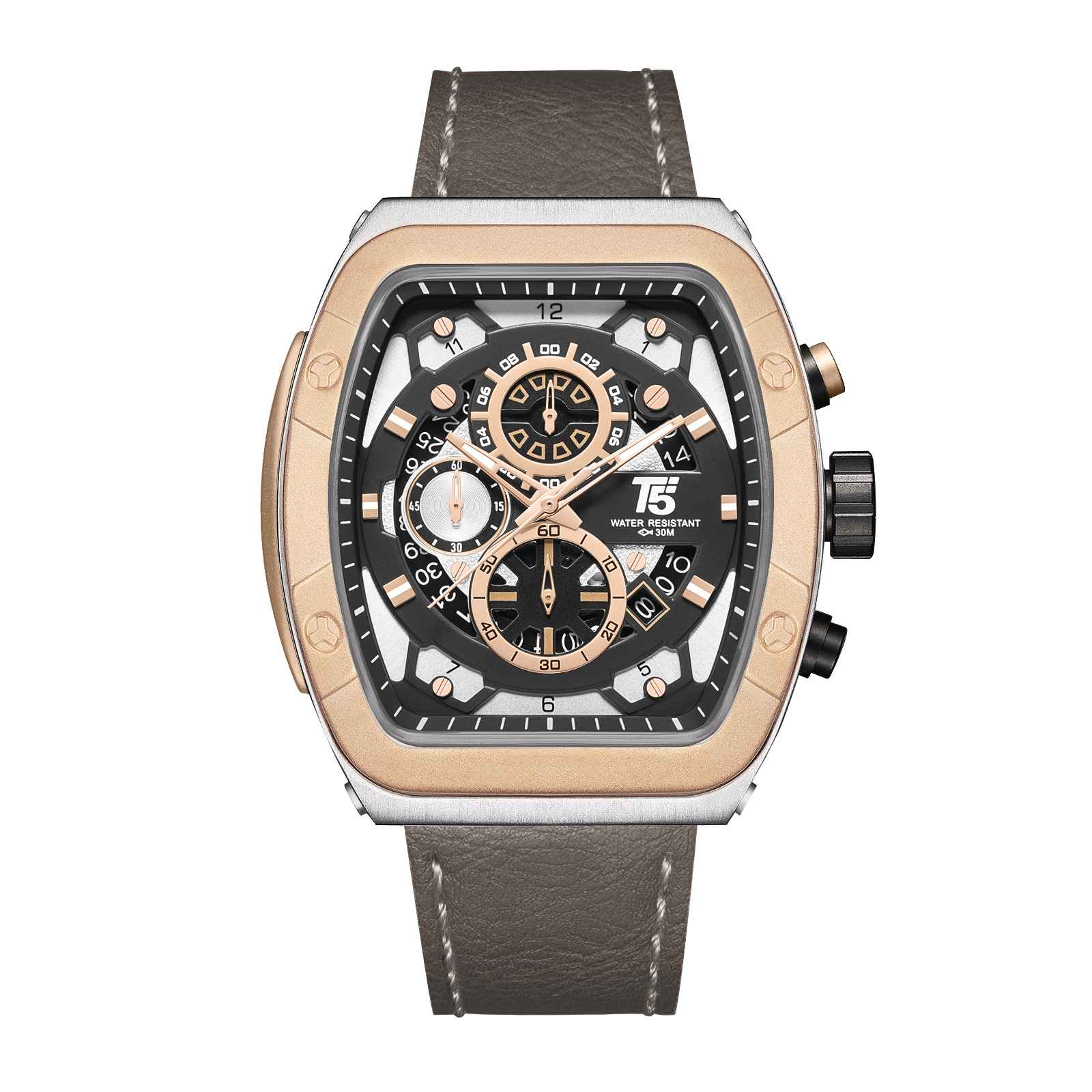 H4016G Reloj T5 para hombre correa de cuero - Image 2