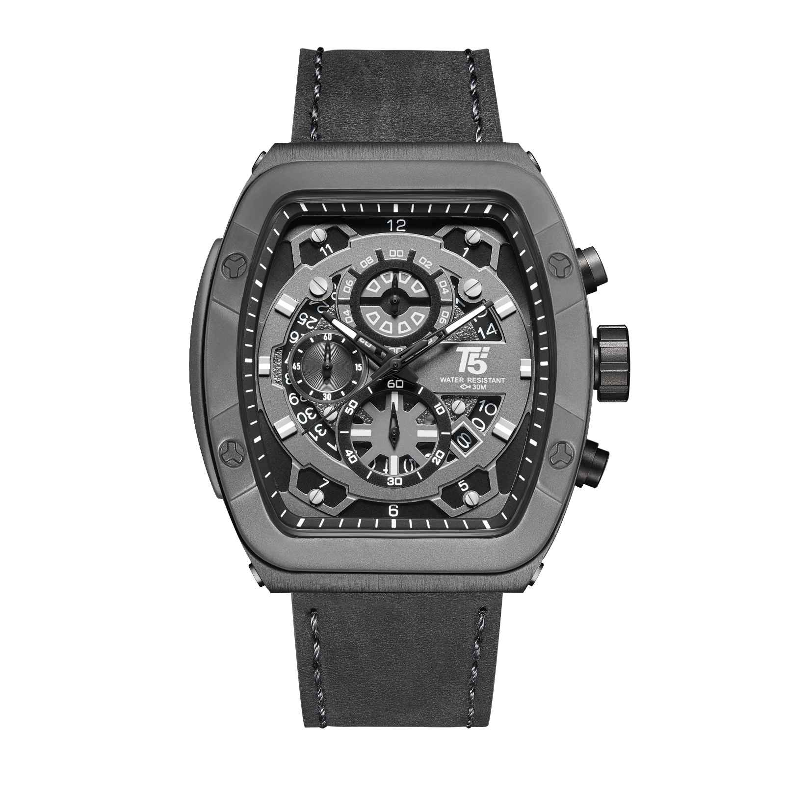 H4016G Reloj T5 para hombre correa de cuero - Image 3