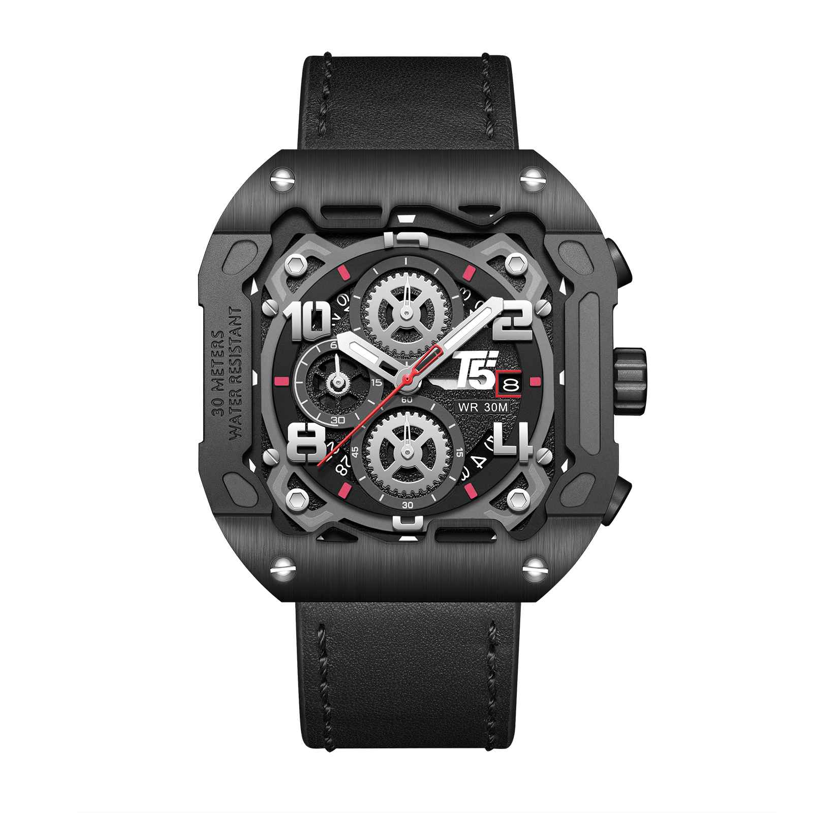 H4029G Reloj T5 para hombre pulsera de cuero - Image 3