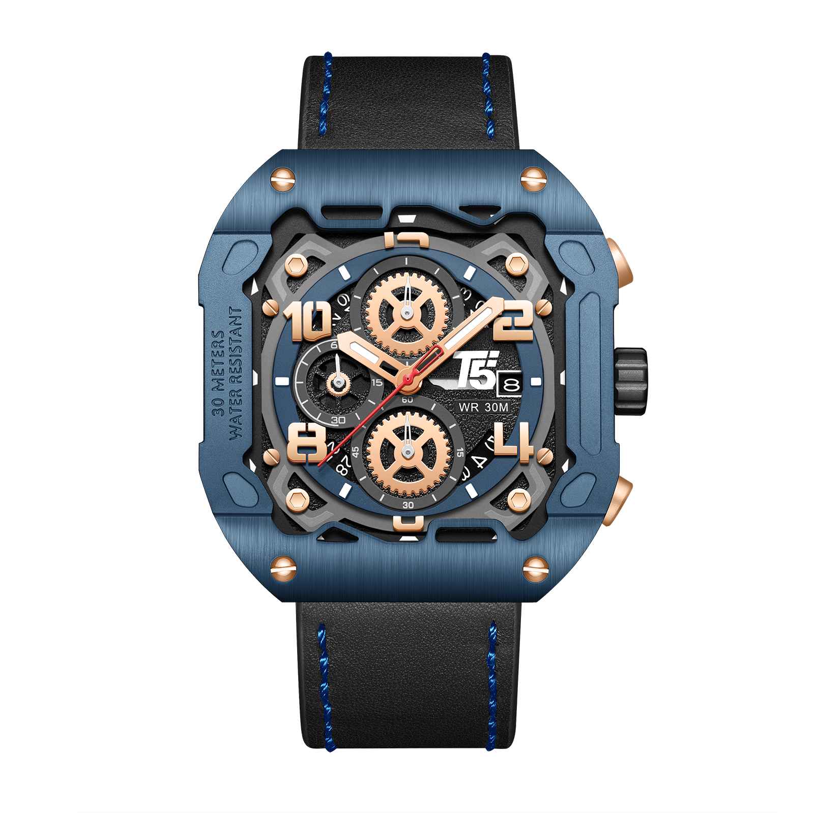 H4029G Reloj T5 para hombre pulsera de cuero - Image 4