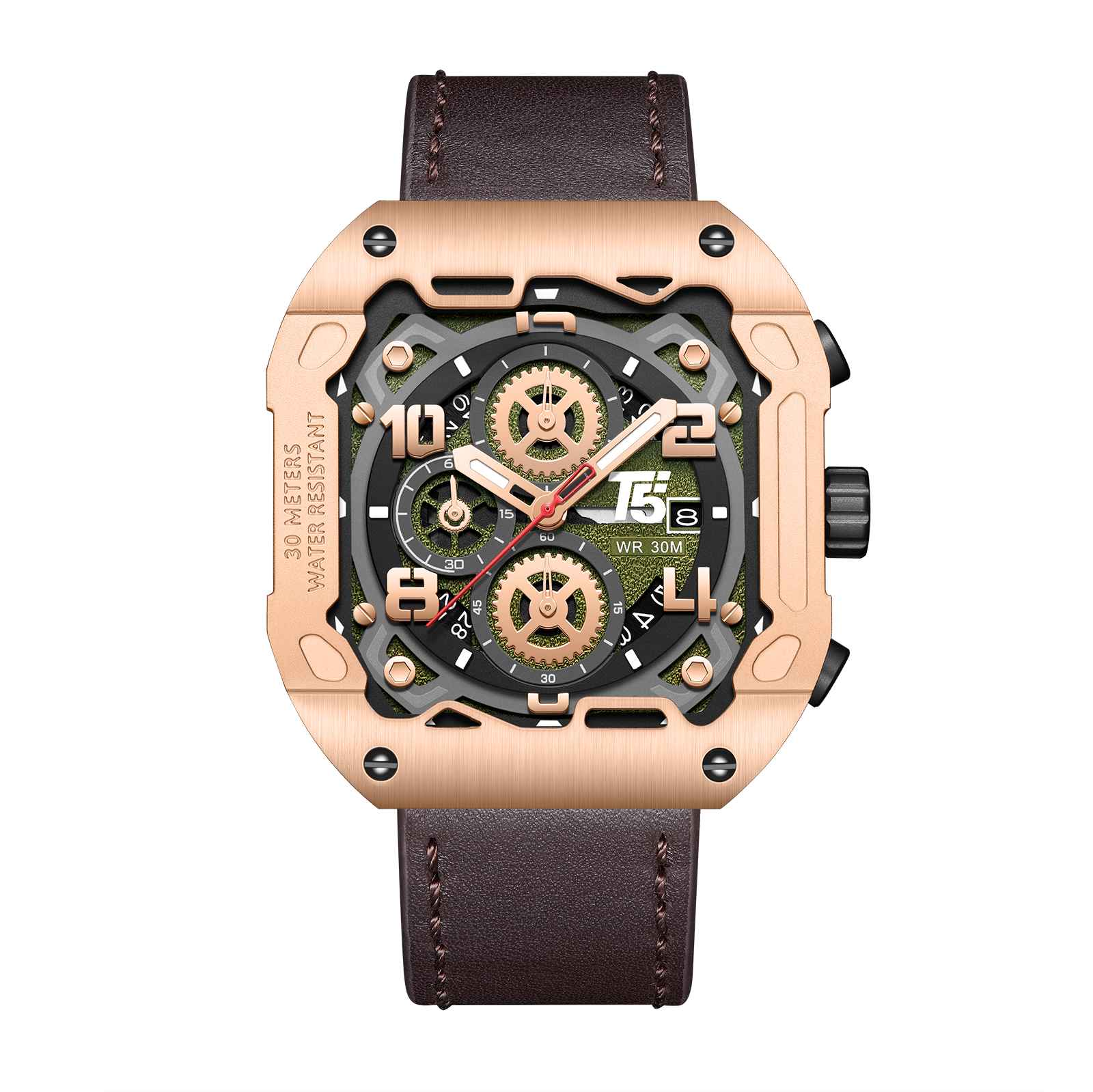 H4029G Reloj T5 para hombre pulsera de cuero - Image 5