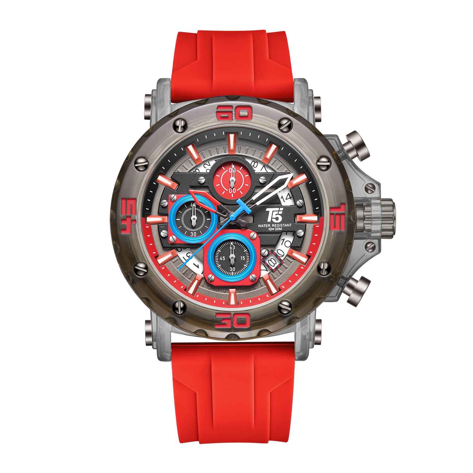 H4043G Reloj T5 para hombre pulsera de goma - Image 3