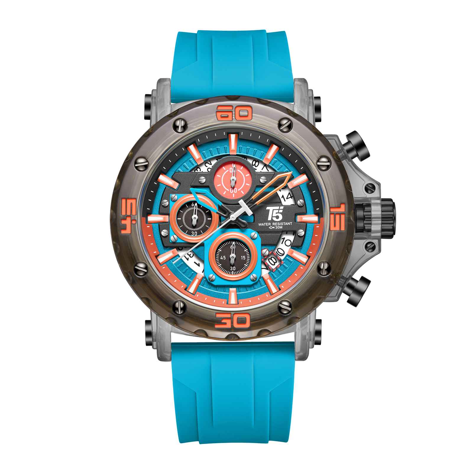 H4043G Reloj T5 para hombre pulsera de goma - Image 5