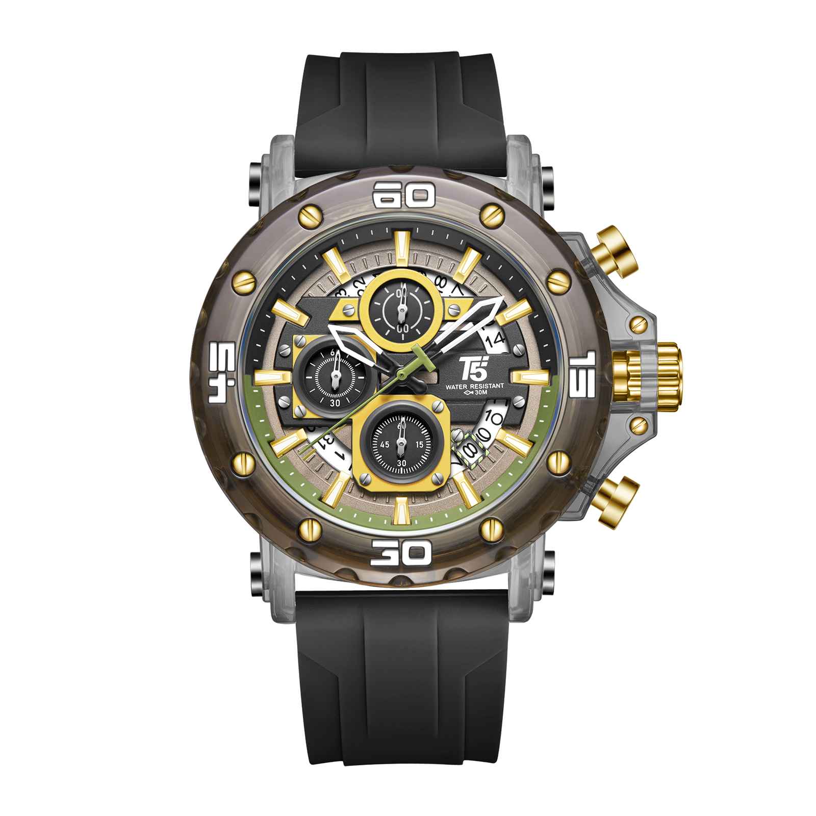 H4043G Reloj T5 para hombre pulsera de goma - Image 8