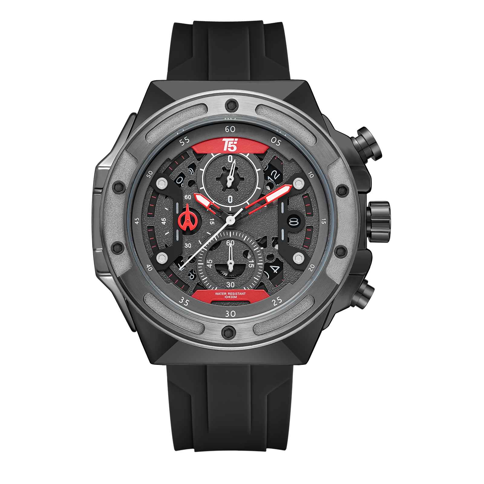 H4046G Reloj T5 para hombre pulsera de goma - Image 5