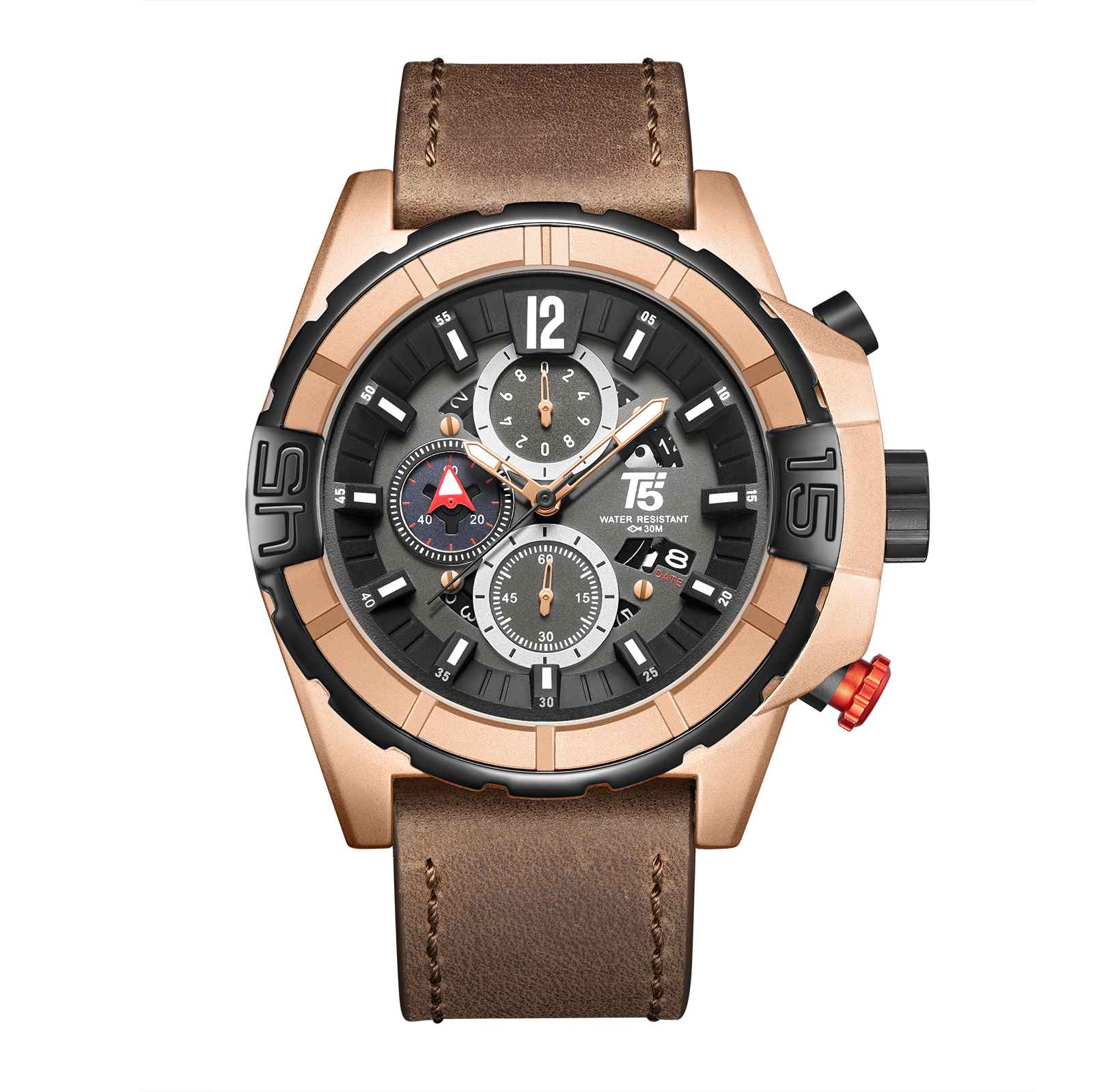 H4047G Reloj T5 para hombre correa de cuero - Image 3