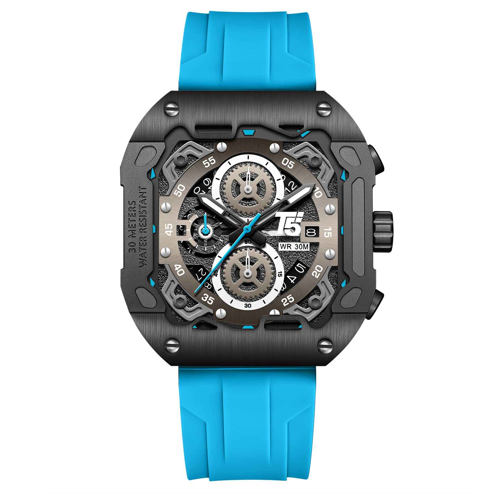 H4087G Reloj T5 para hombre pulsera de caucho - Image 2