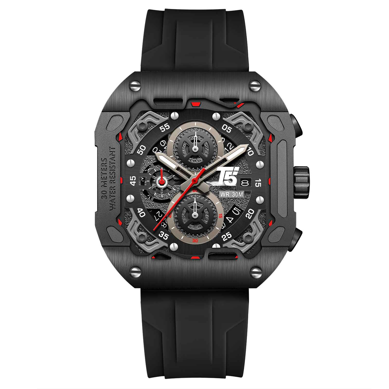 H4087G Reloj T5 para hombre pulsera de caucho - Image 5
