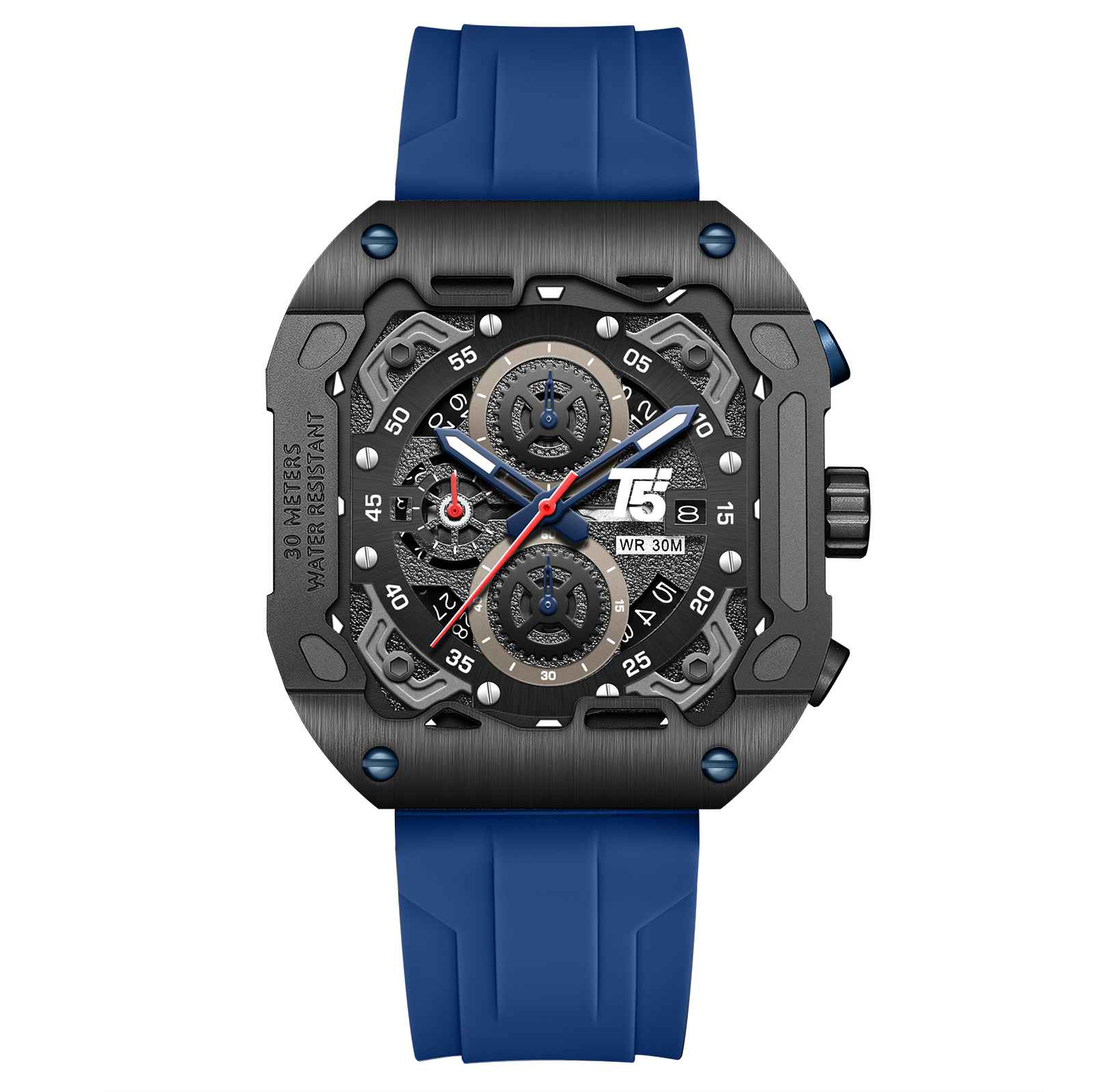 H4087G Reloj T5 para hombre pulsera de caucho - Image 6