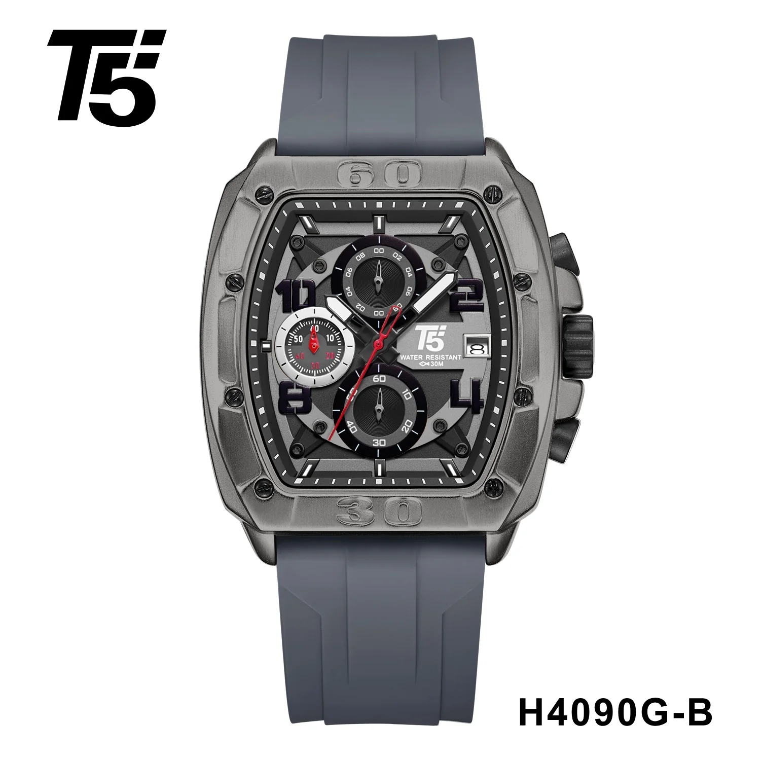 H4090G Reloj t5 para hombre pulsera de caucho - Image 2
