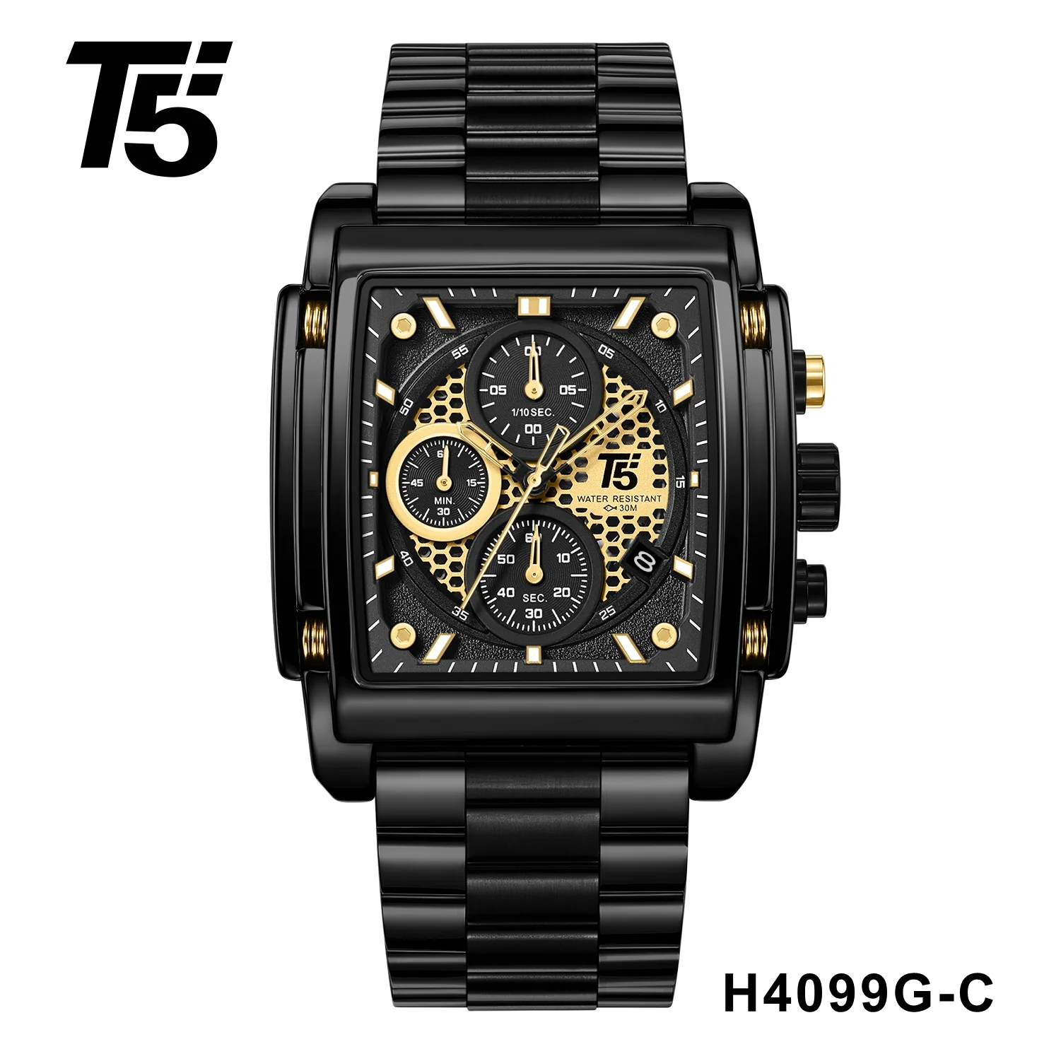 H4099G Reloj T5 para hombre banda de metal - Image 3