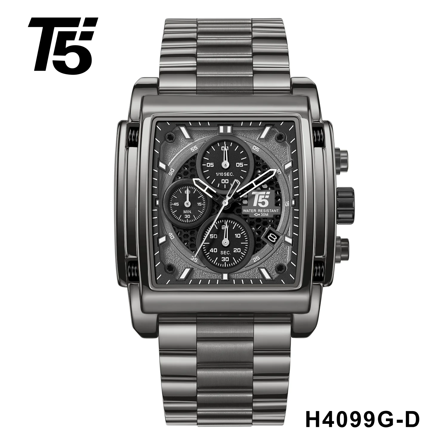 H4099G Reloj T5 para hombre banda de metal - Image 4