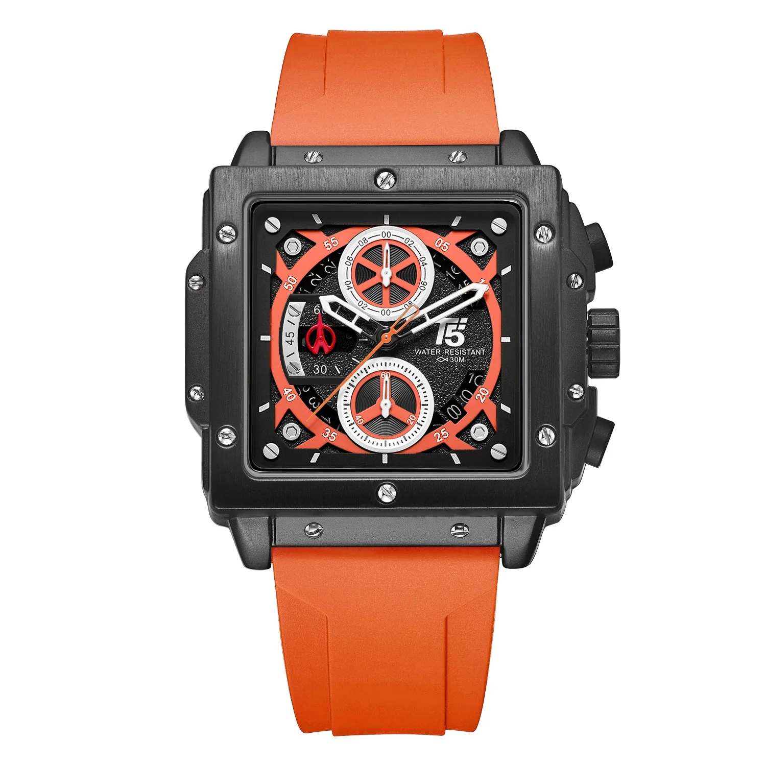 H4137G Reloj T5 para hombre pulsera de goma - Image 5