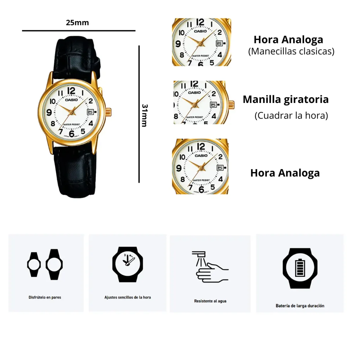 LTP-V002GL-7B Reloj Casio para Señorita - Image 3