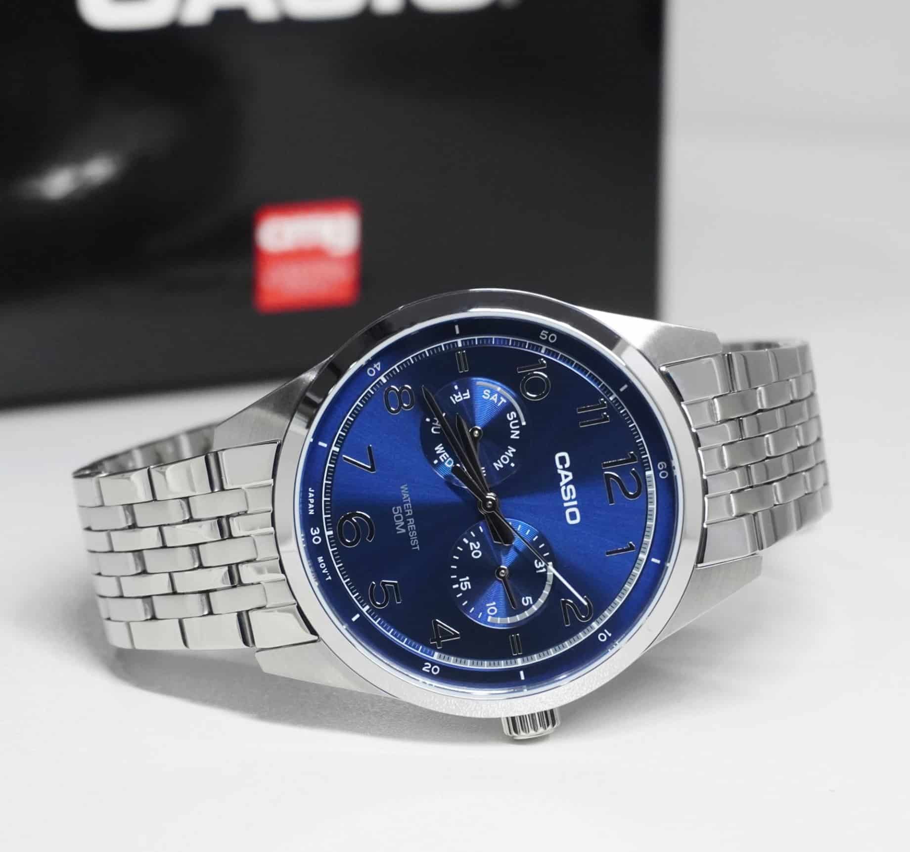 MTP-E340D-2AV Reloj Casio Análogo para Caballero con Pulsera de Acero Inoxidable - Image 2