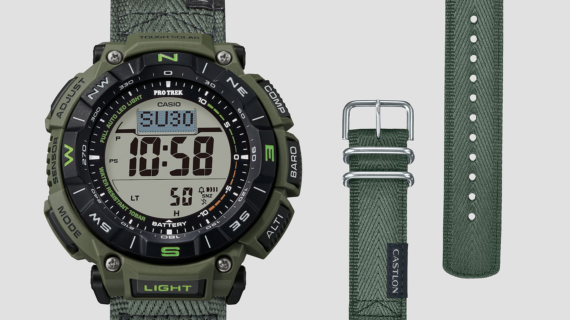 PRG-340B-3 Reloj Pro Trek Casio de hombre pulsera de tela - Image 9