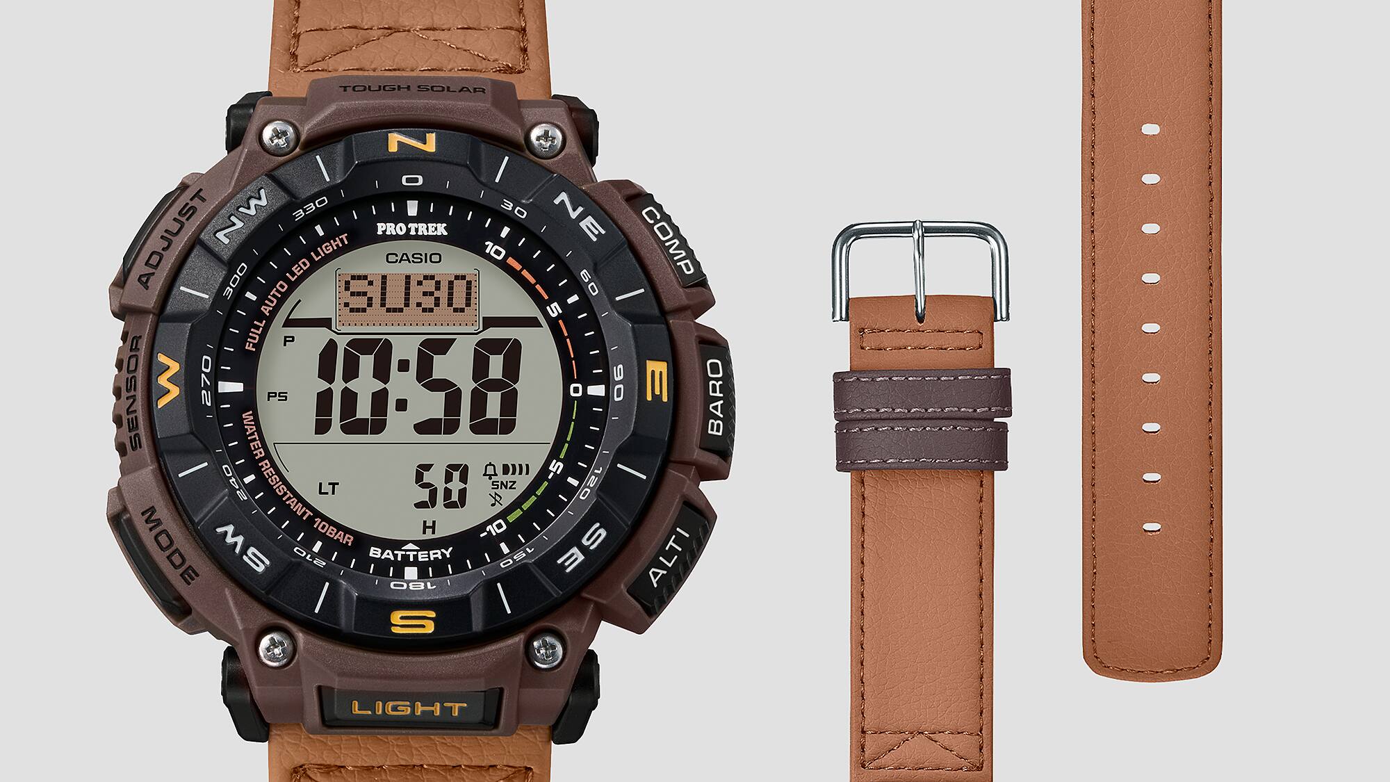PRG-340L-5 Casio Pro-Trek de hombre pulsera de piel - Image 7
