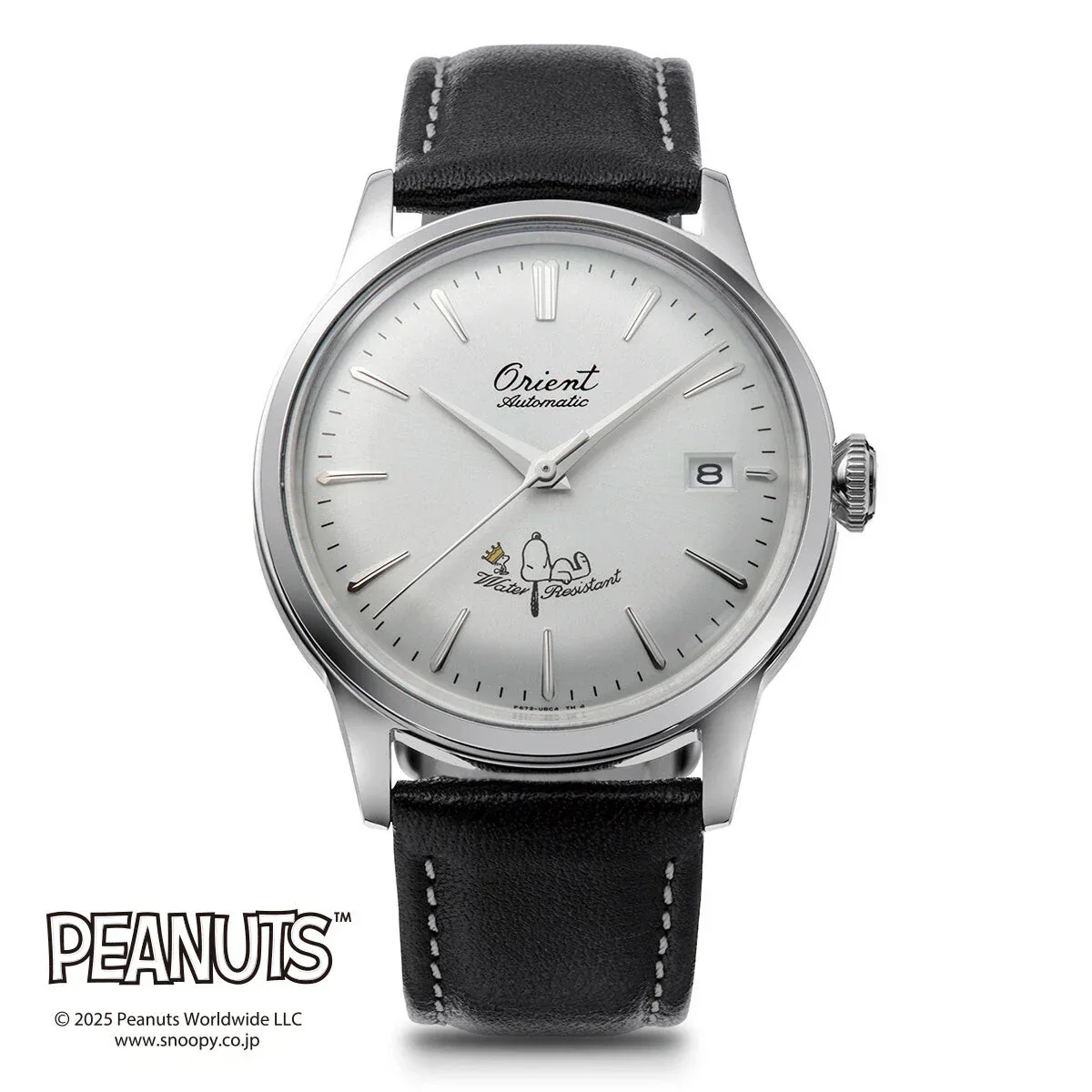 RA-AC0M16S Reloj Orient Bambino Snoopy Peanuts 75 aniversario de hombre correa de piel