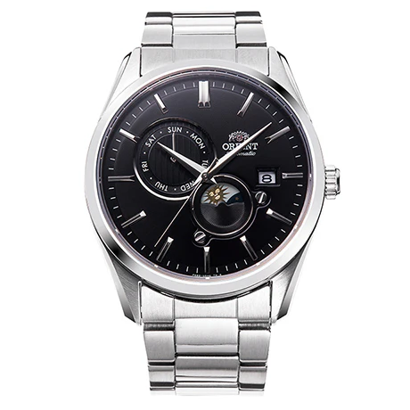 RA-AK0307B Reloj Orient sun and moon de hombre correa de acero inoxidable