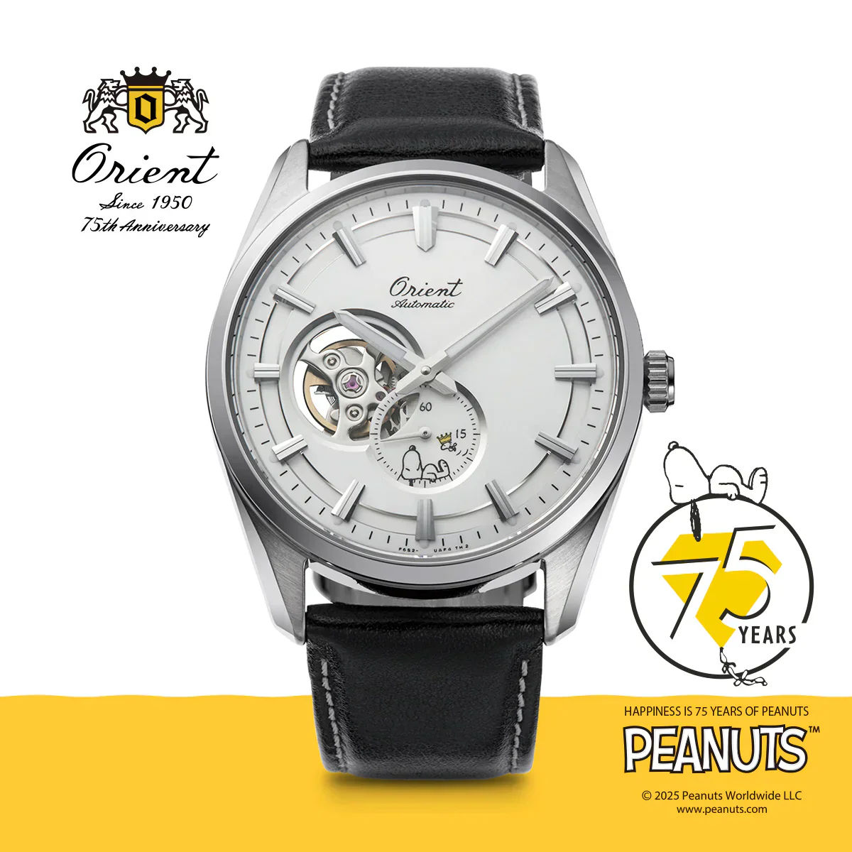 RA-AR0011S Reloj Orient Peanuts Snoopy 75th Anniversary Corazón Abierto de hombre banda de piel - Image 2