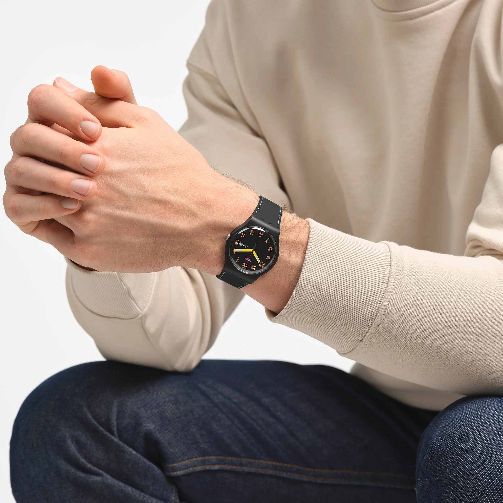 SO29B707 Reloj Swatch Dark Glow de hombre pulsera de silicona - Image 5